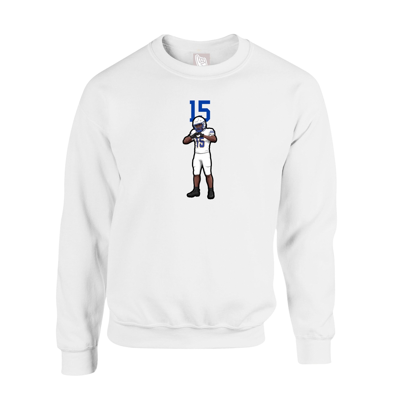 Fleece Crew — Number Top in White