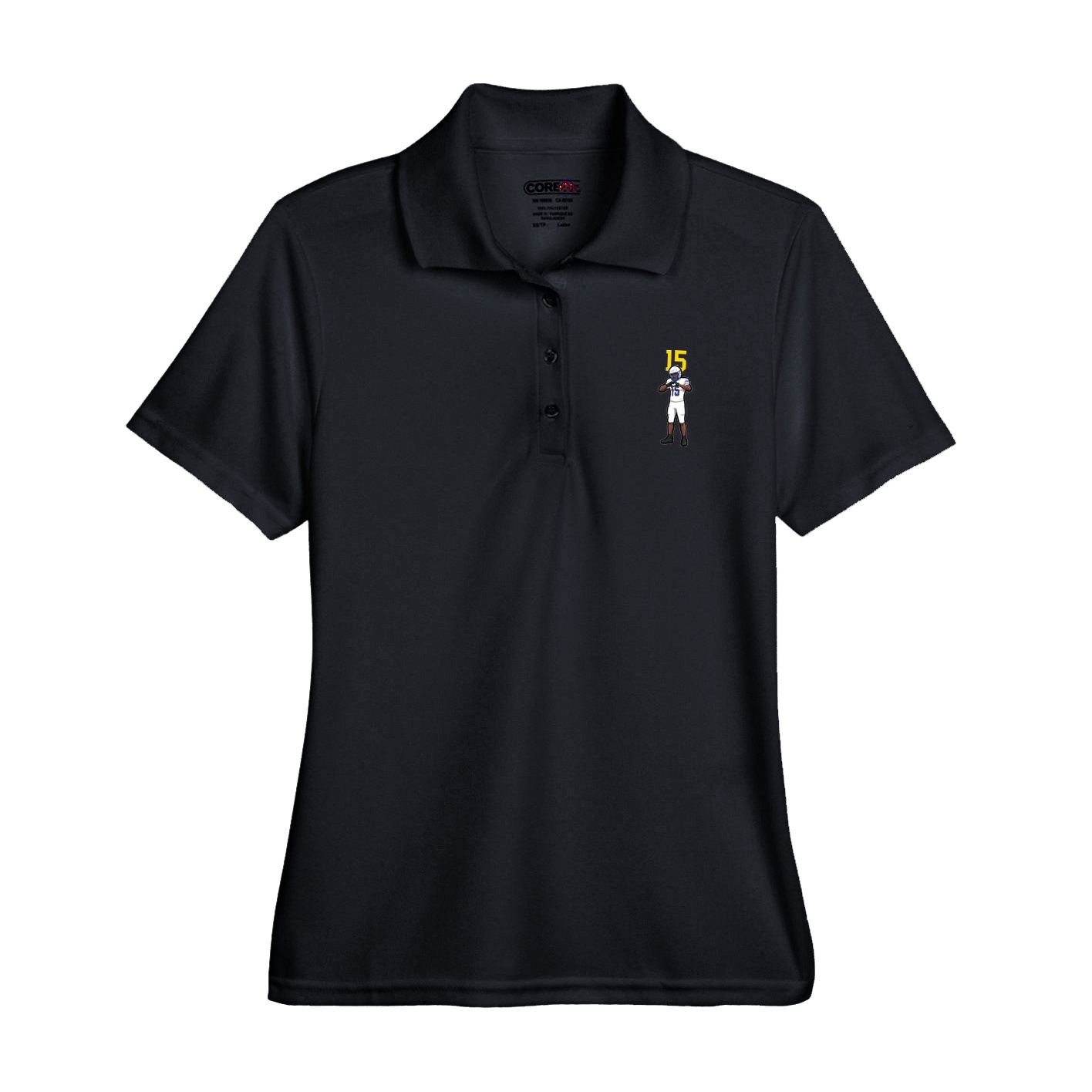 Womens Performance Polo — Number Top in Black