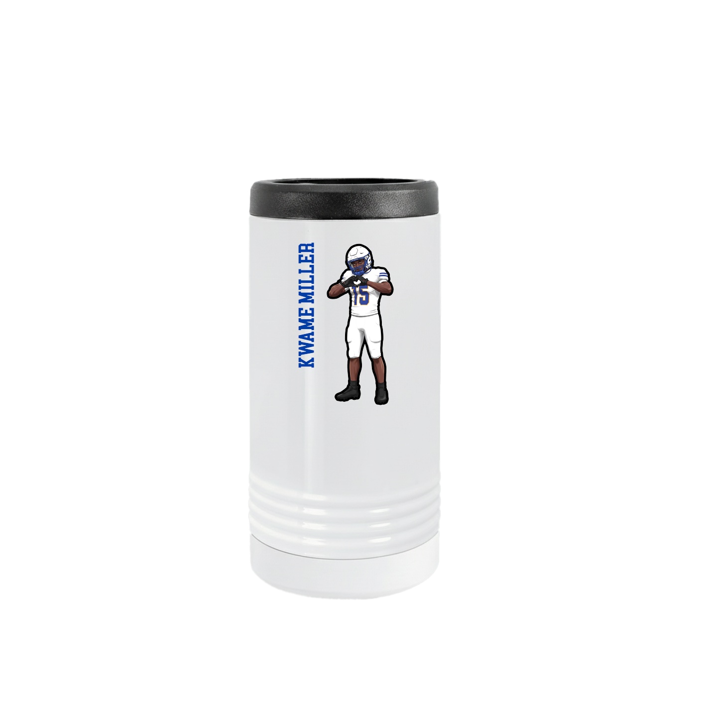 Slim Beverage Holder — Name Vertical in White