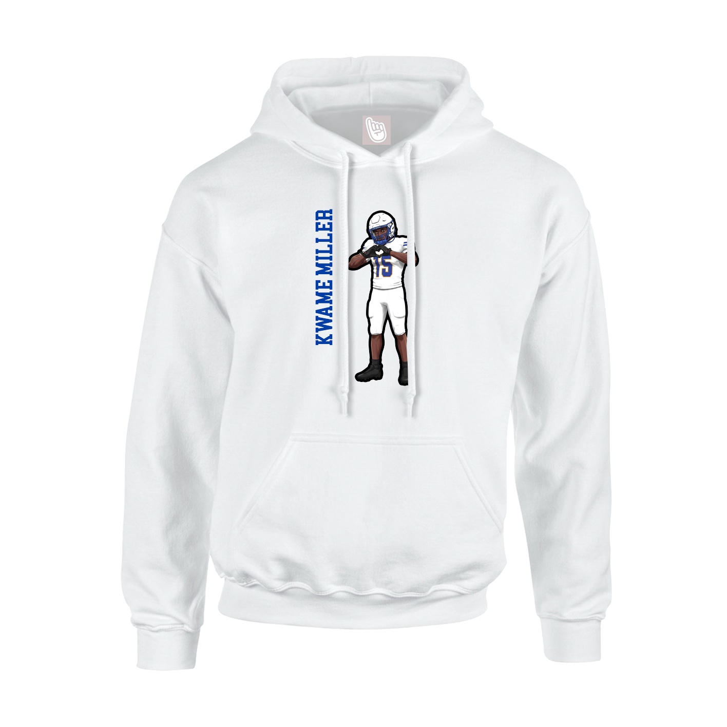 Youth Hoodie — Name Vertical in White