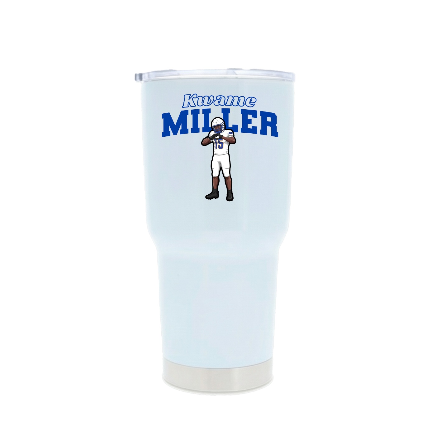 30oz Stainless Steel Tumbler — Name Arch in White