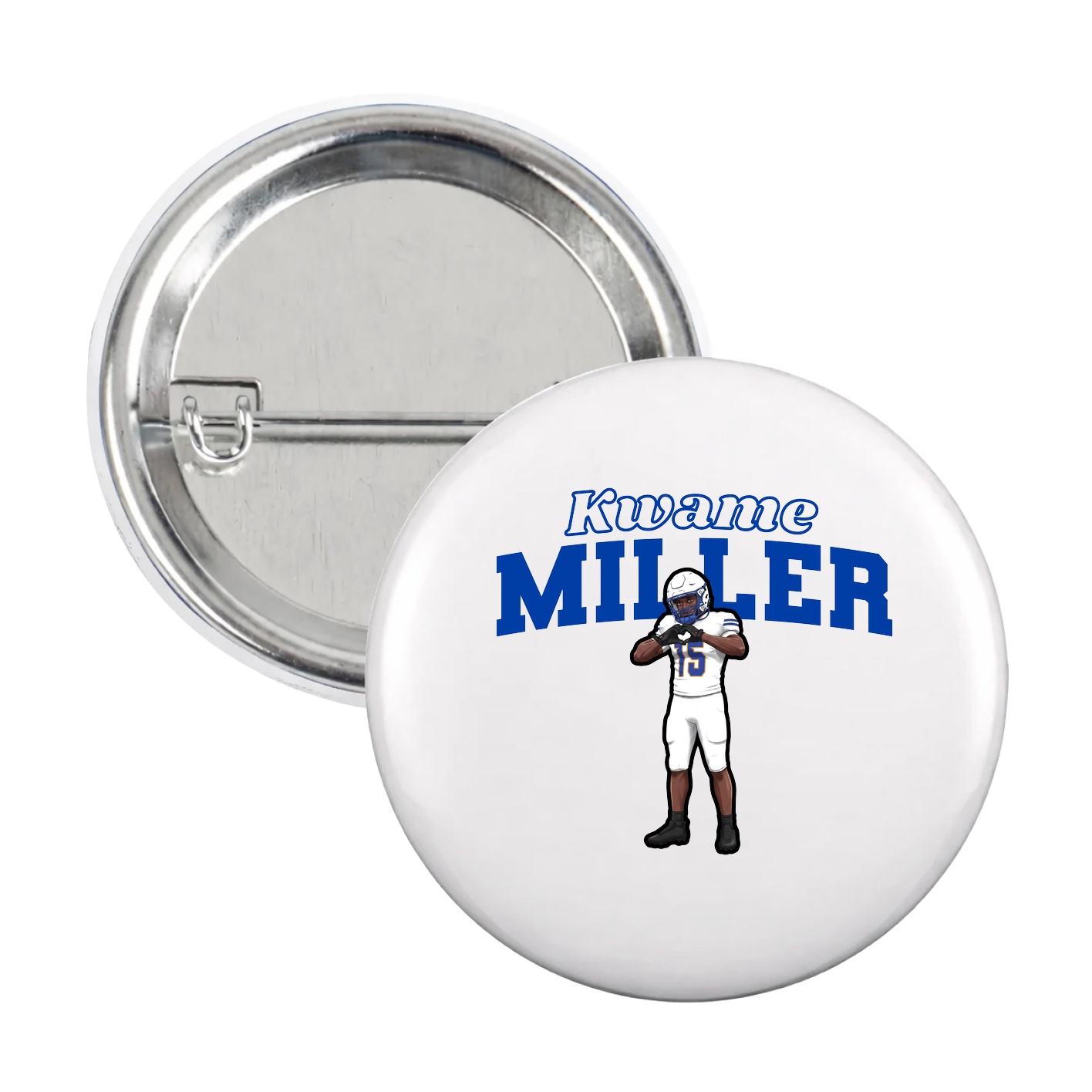 Game Day Button — Name Arch in White