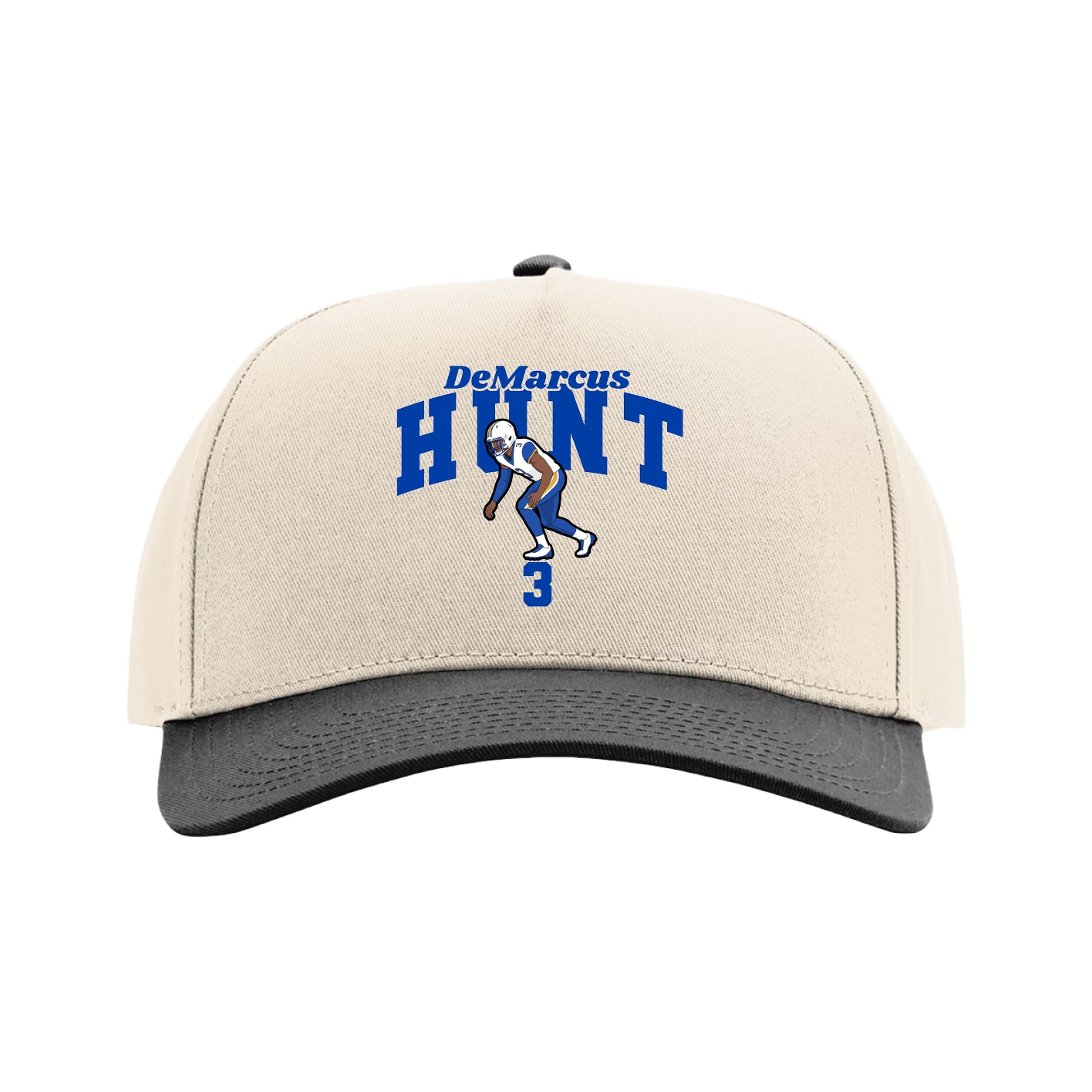 Full Fabric Five-Panel Champ Cap — Signature Arch in Cream/Black