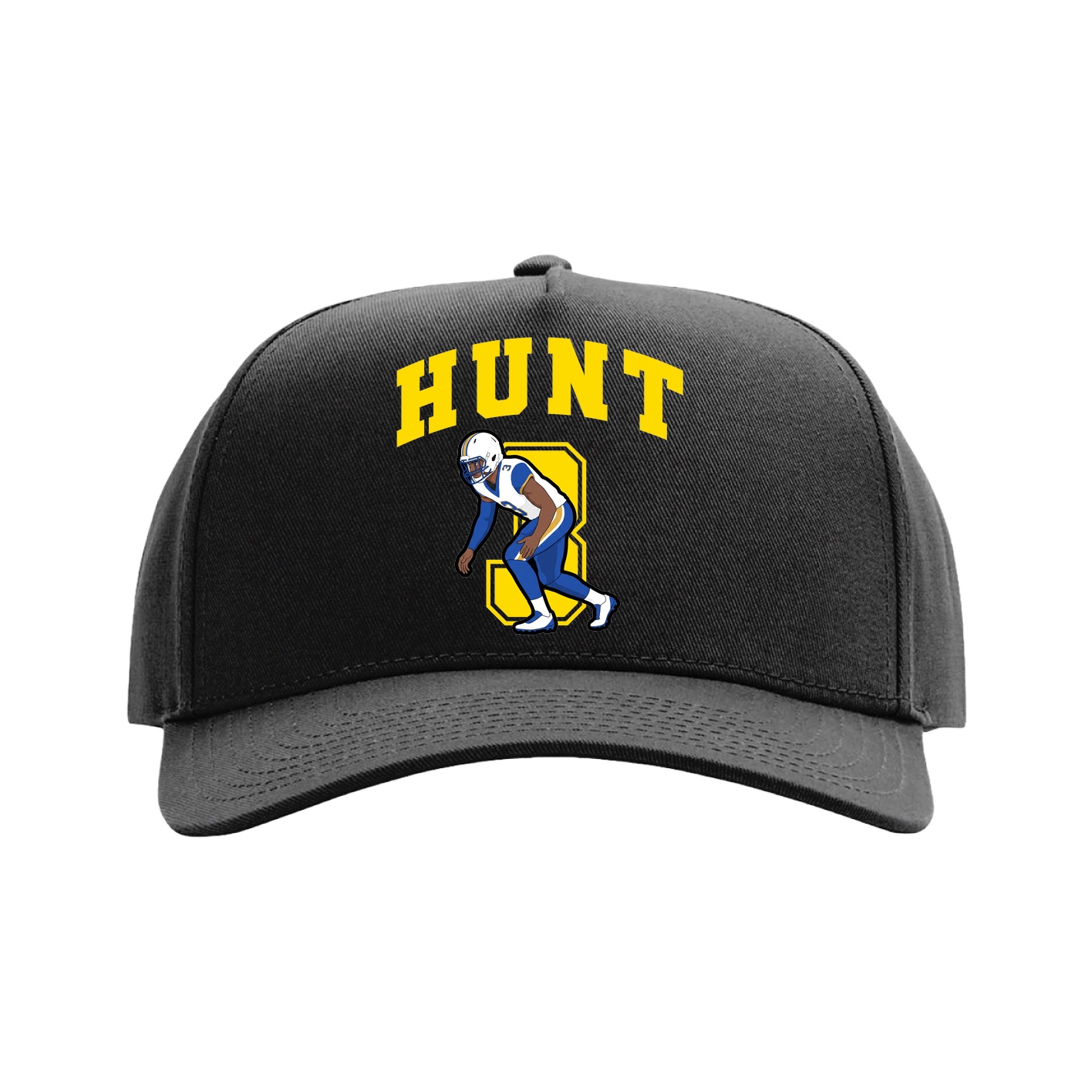 Full Fabric Five-Panel Champ Cap — Number in Black