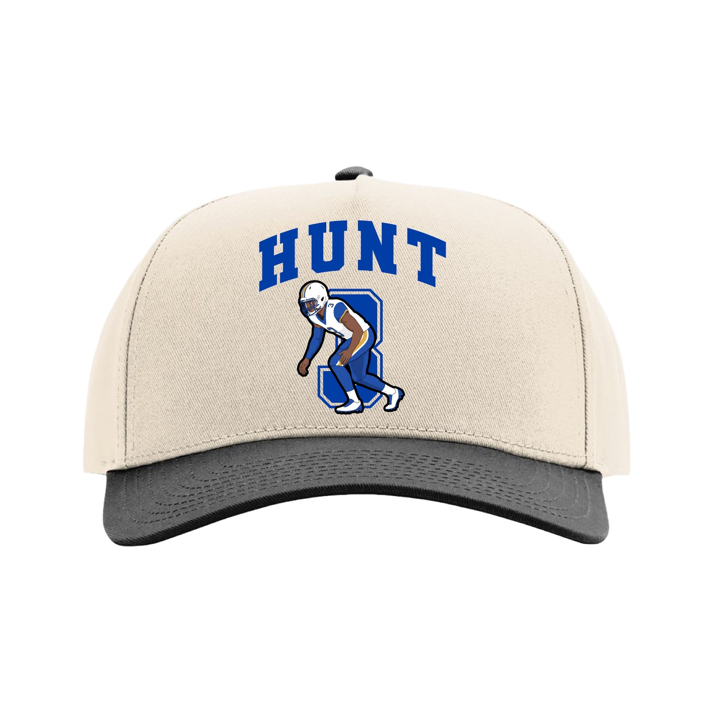 Full Fabric Five-Panel Champ Cap — Number in Cream/Black