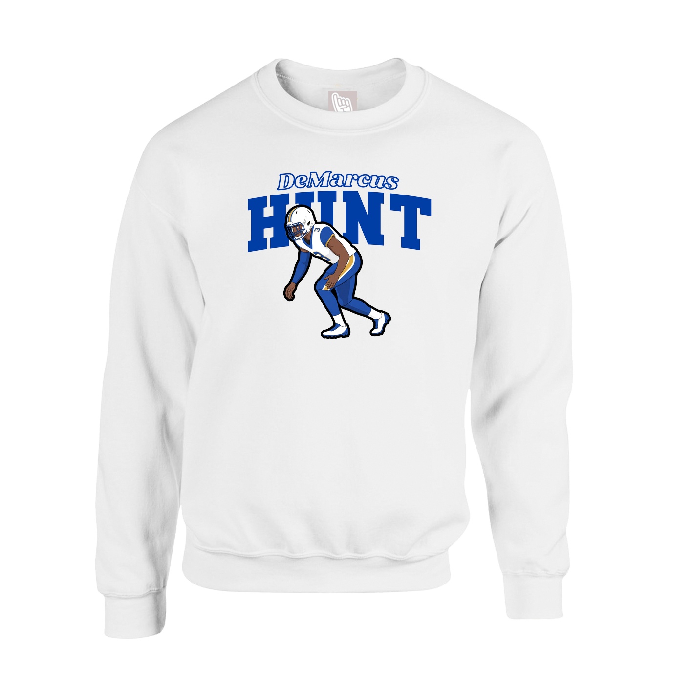 Fleece Crew — Name Arch in White