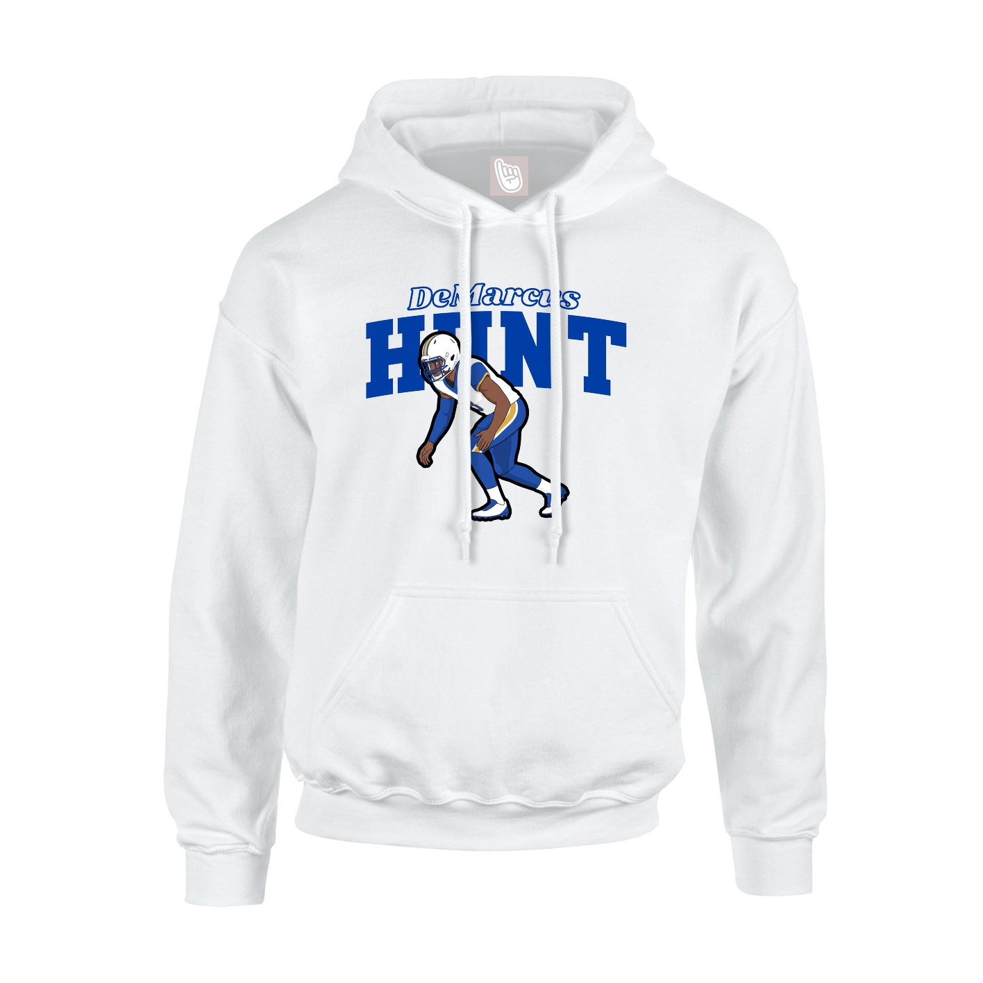 Youth Hoodie — Name Arch in White