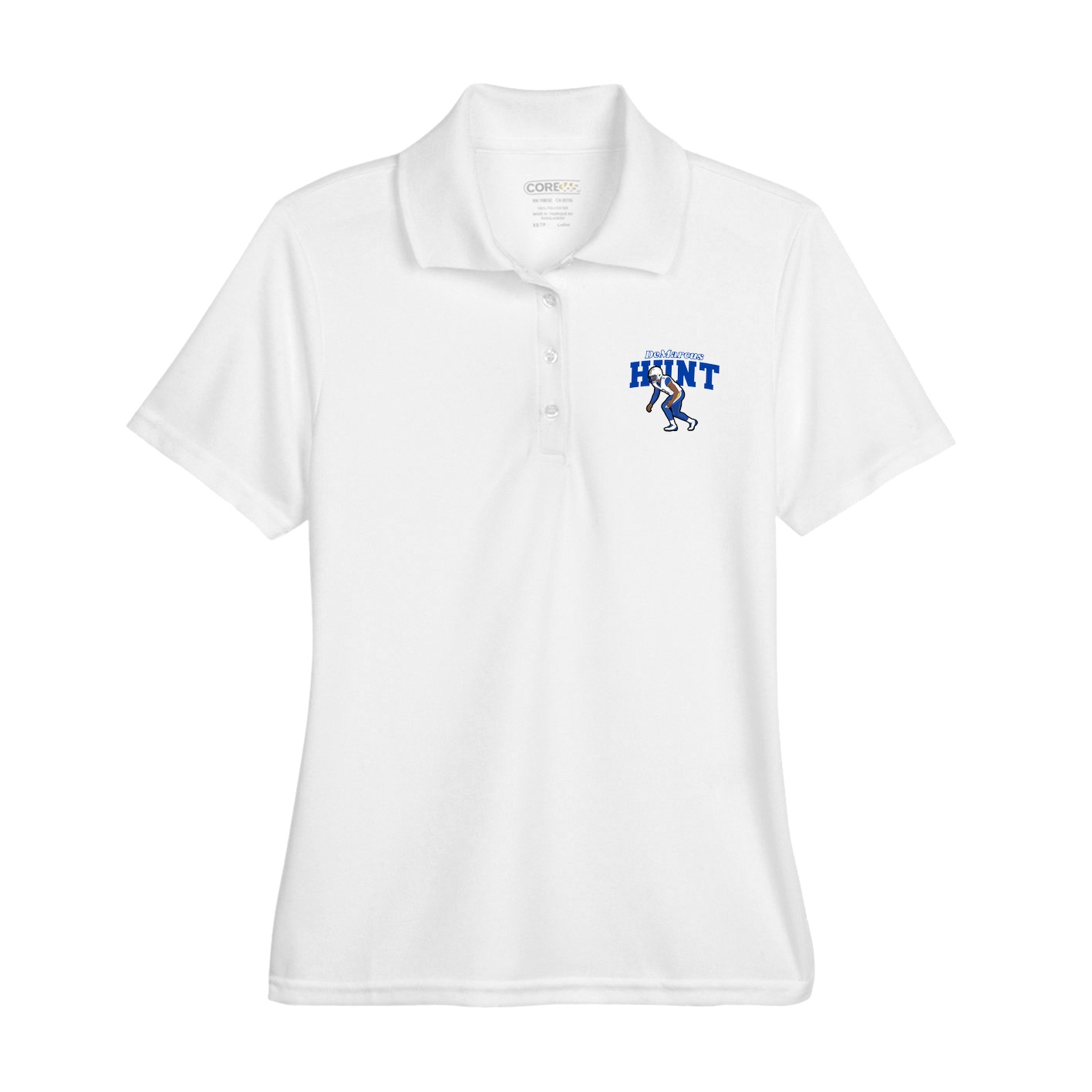 Womens Performance Polo — Name Arch in White