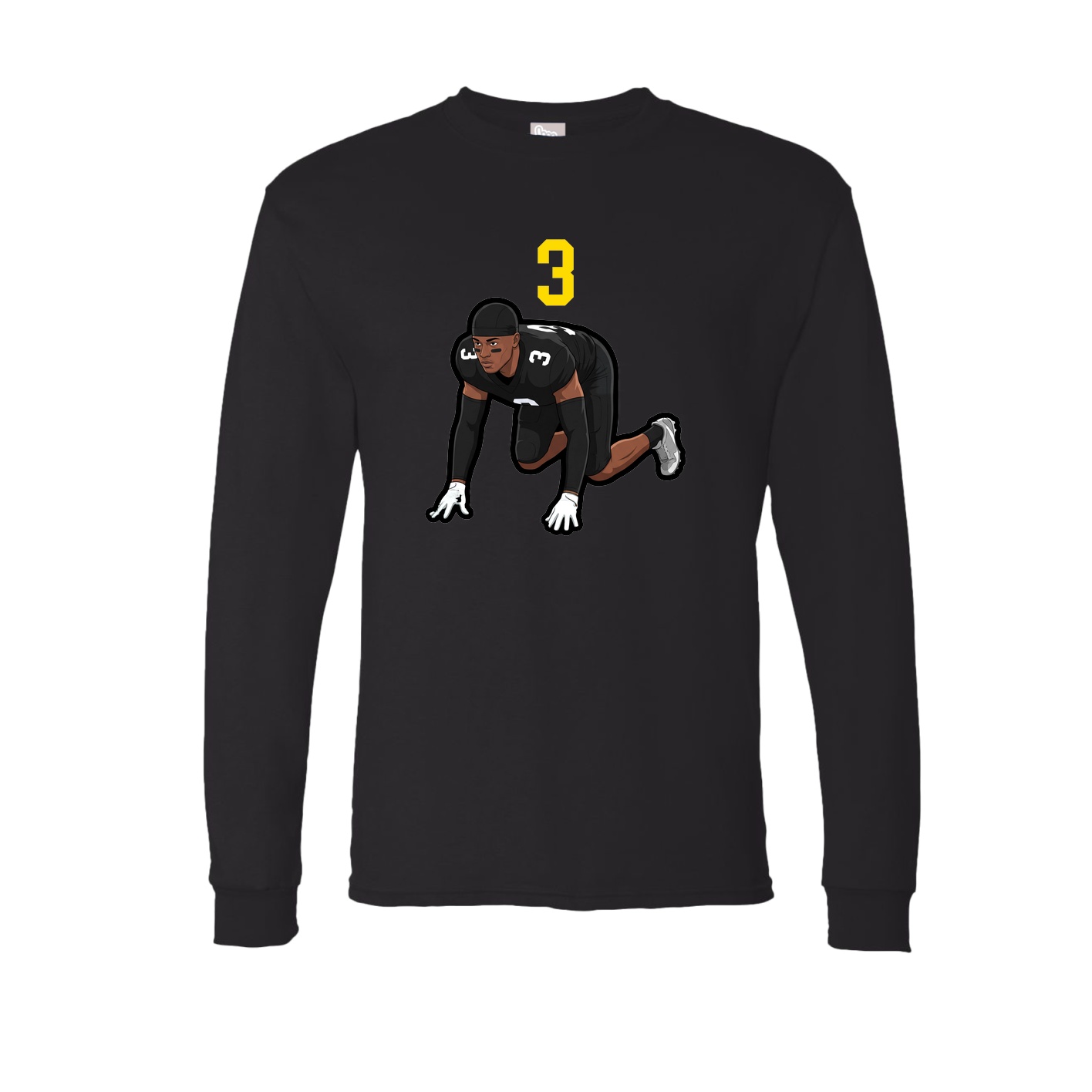 Long Sleeve Tee — Number Top in Black