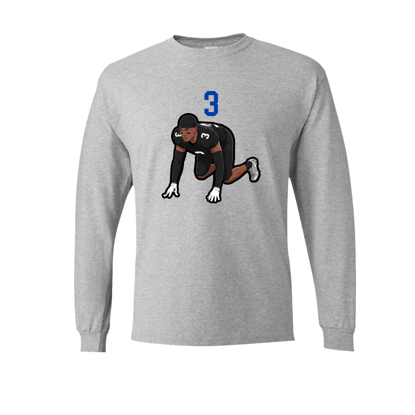 Long Sleeve Tee — Number Top in Grey