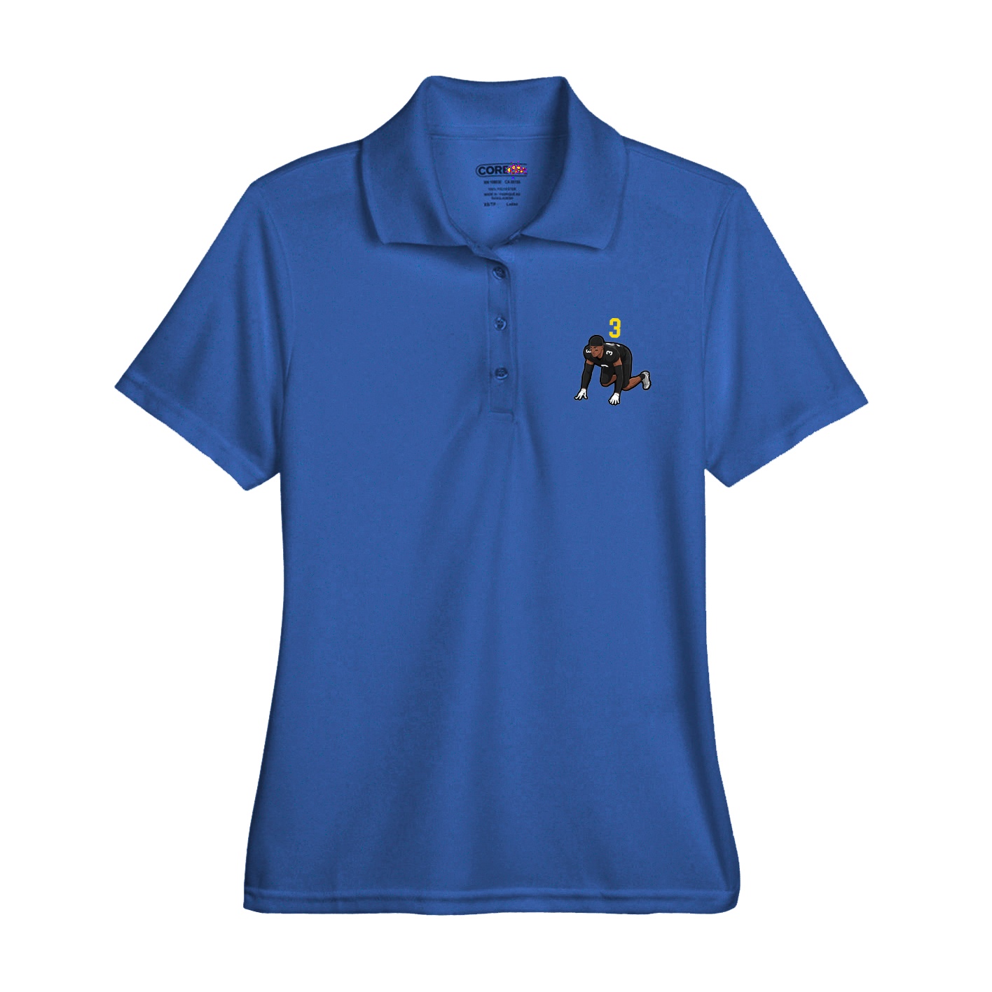 Womens Performance Polo — Number Top in Royal
