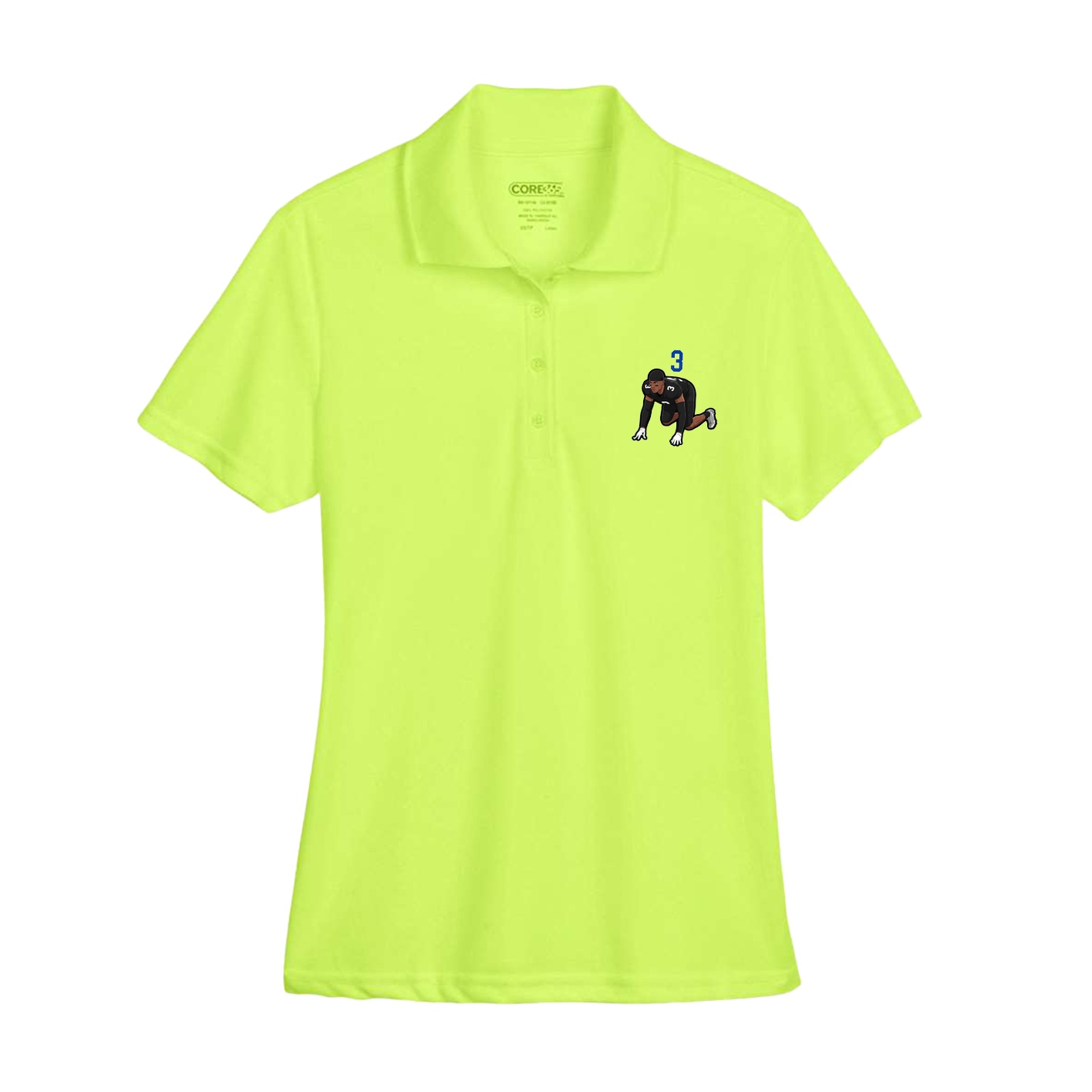 Womens Performance Polo — Number Top in Yellow