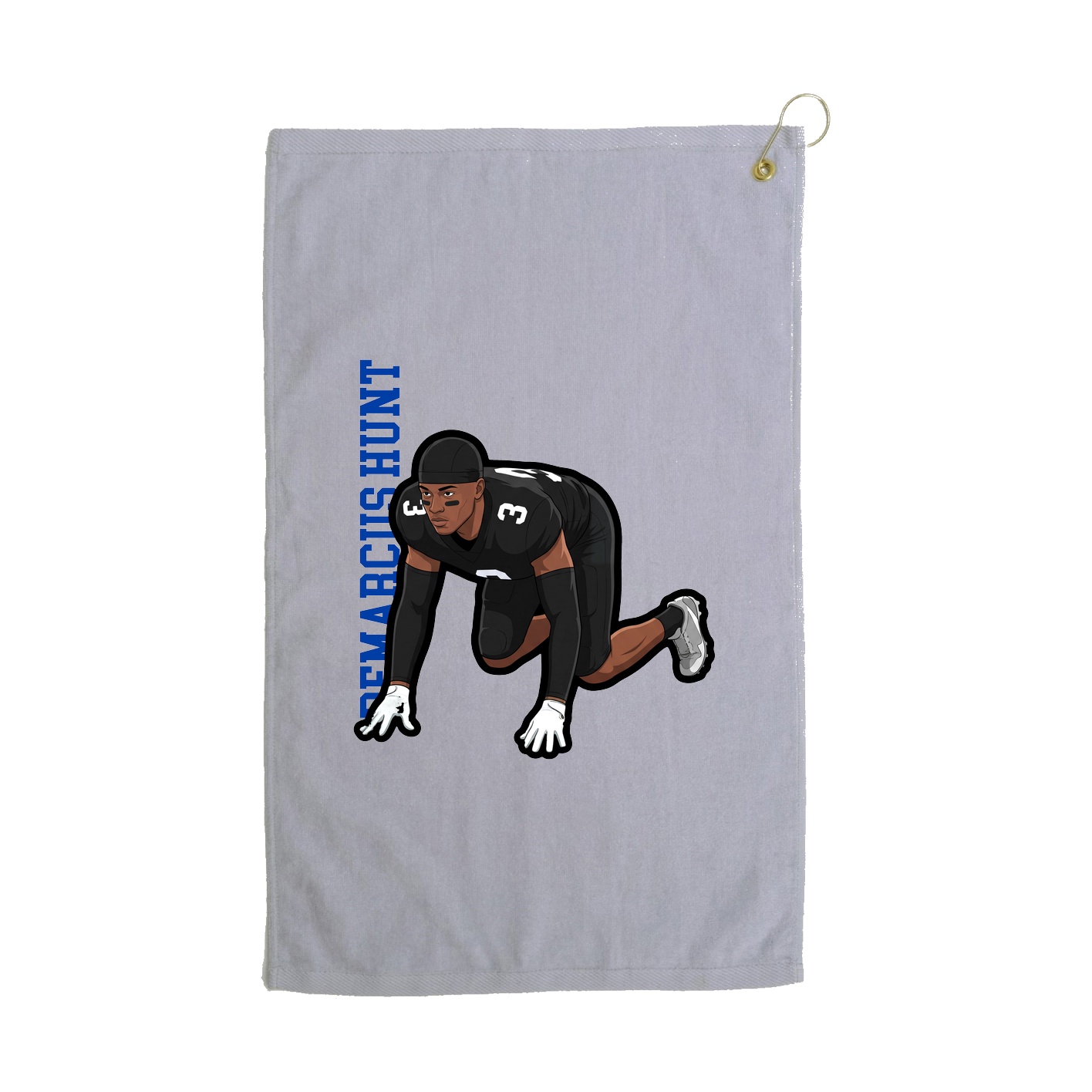 Golf Towel — Name Vertical in Grey