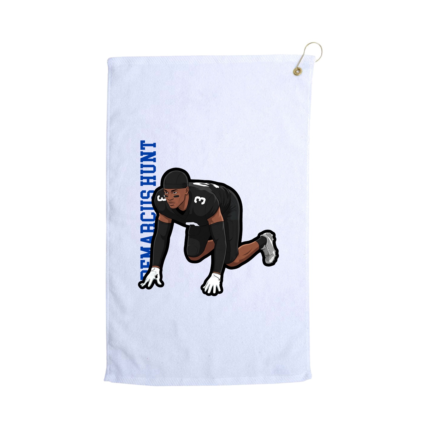 Golf Towel — Name Vertical in White