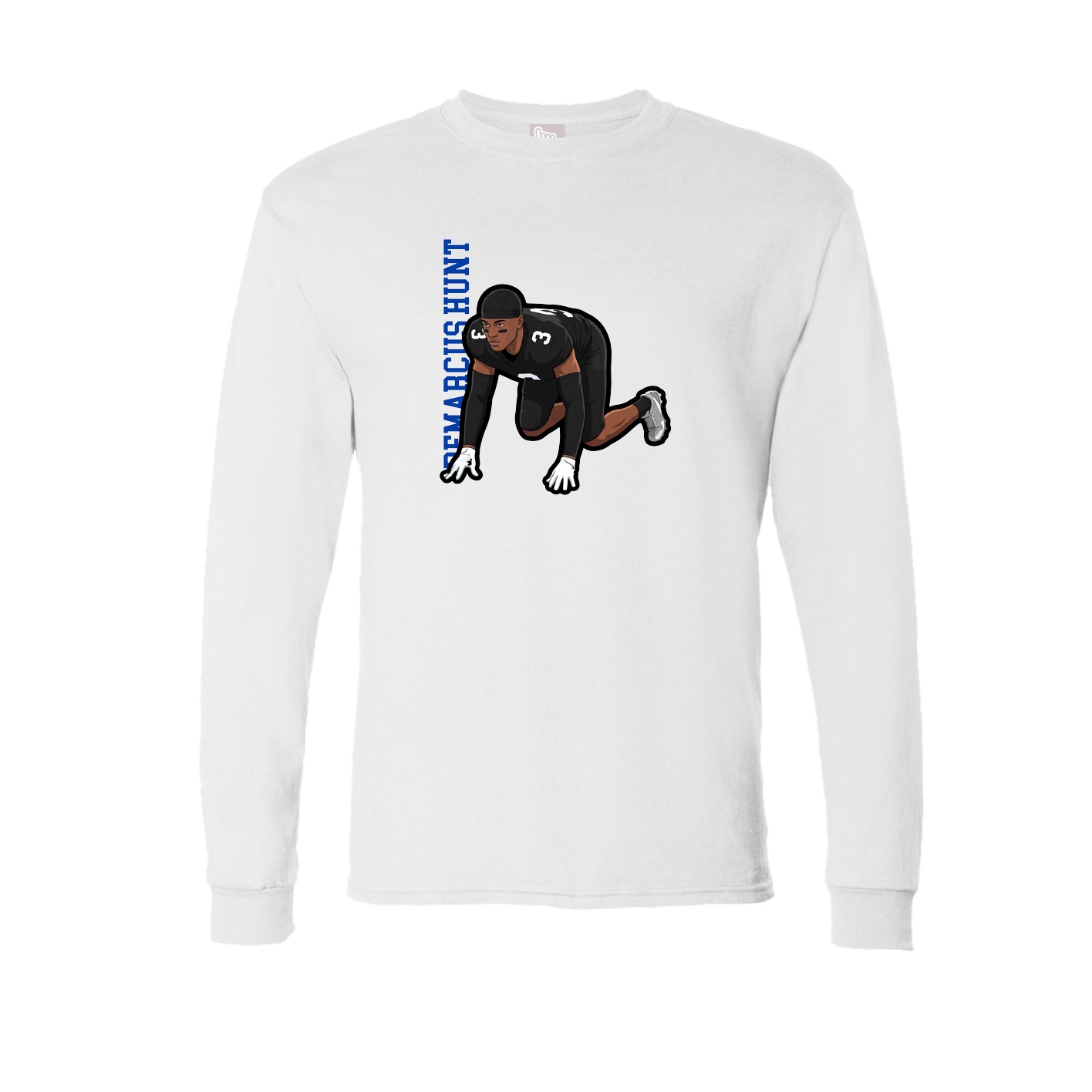 Long Sleeve Tee — Name Vertical in White