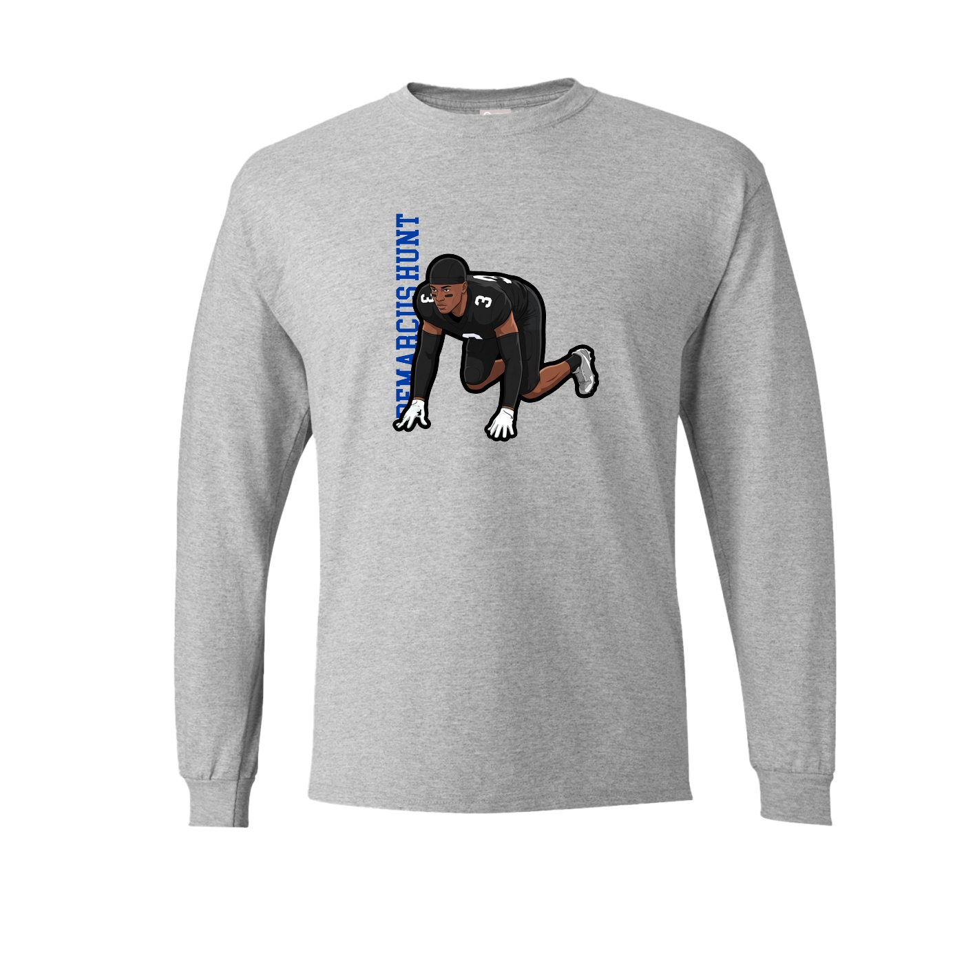 Long Sleeve Tee — Name Vertical in Grey