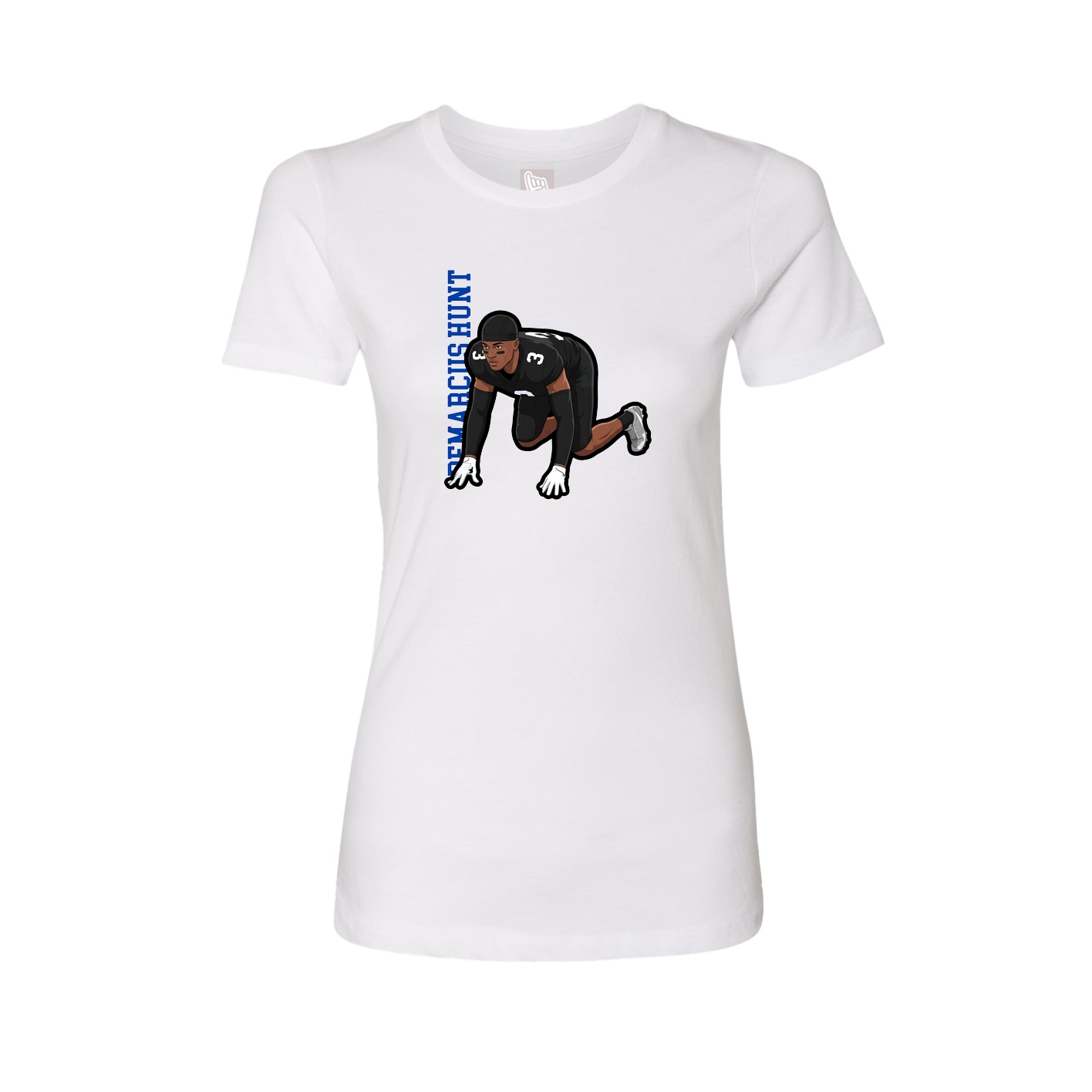 Womens Tee — Name Vertical in White
