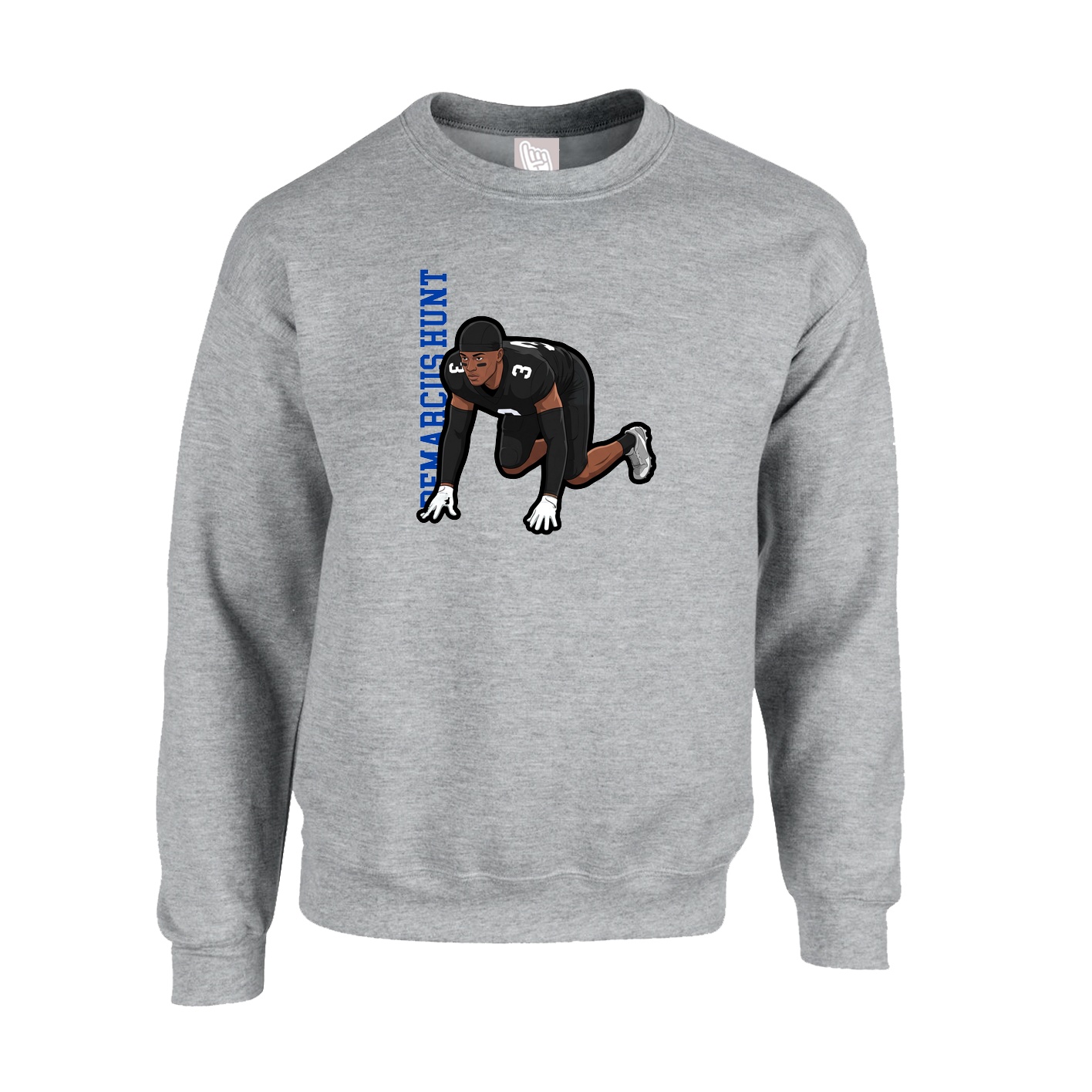 Fleece Crew — Name Vertical in Grey
