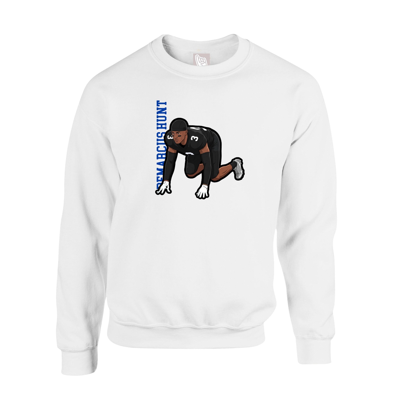 Fleece Crew — Name Vertical in White