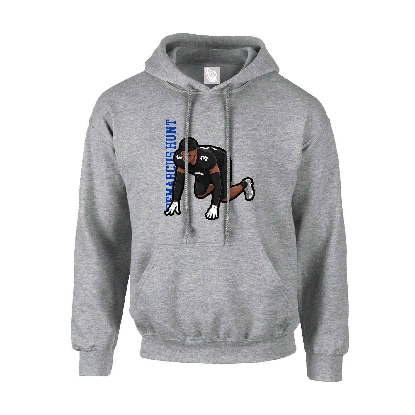 Youth Hoodie — Name Vertical in Grey