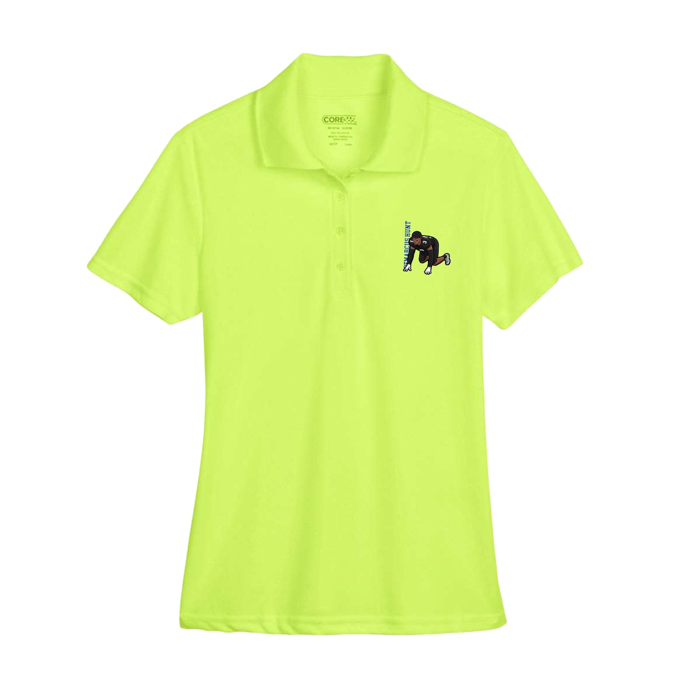 Womens Performance Polo — Name Vertical in Yellow