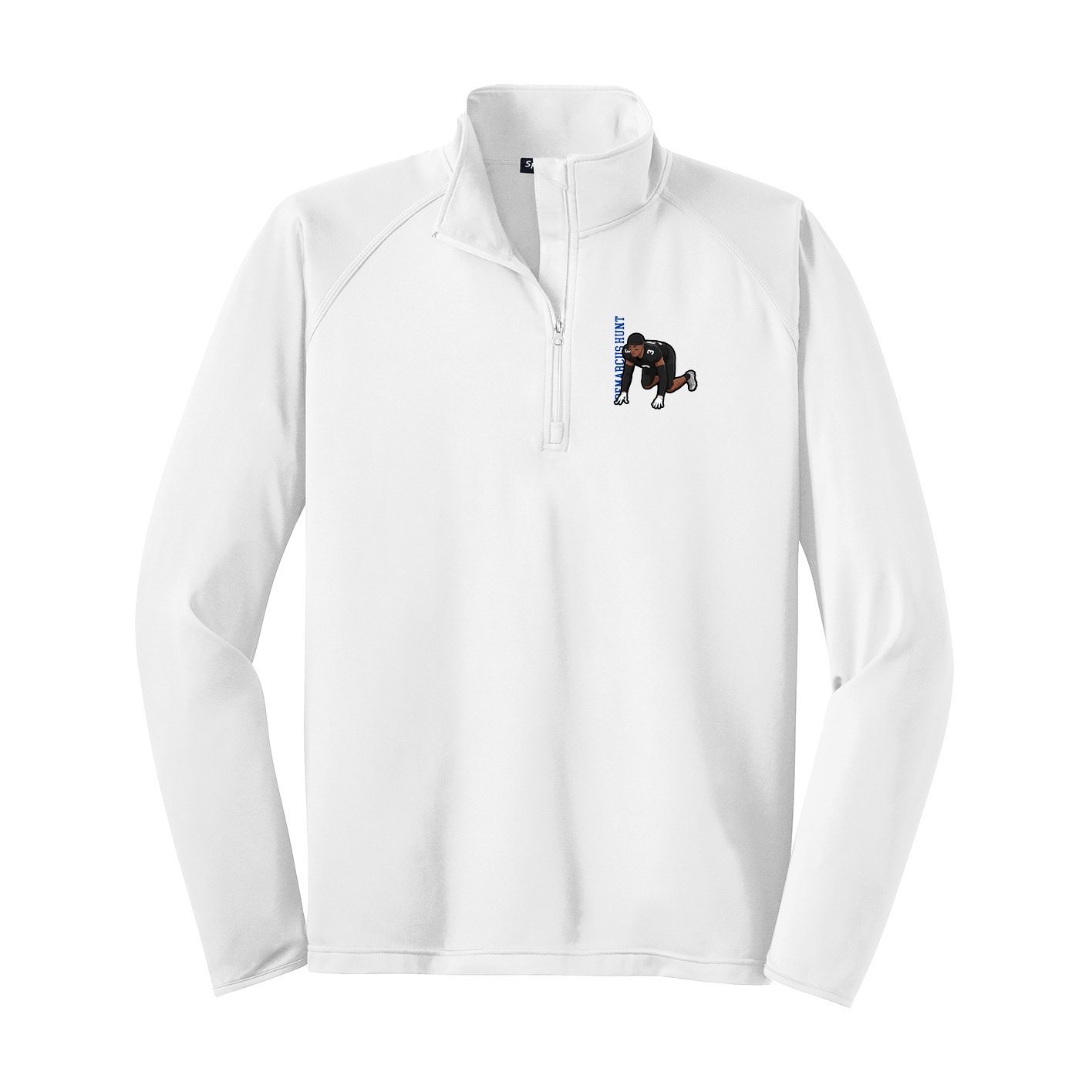 Q-Zip Pullover — Name Vertical in White