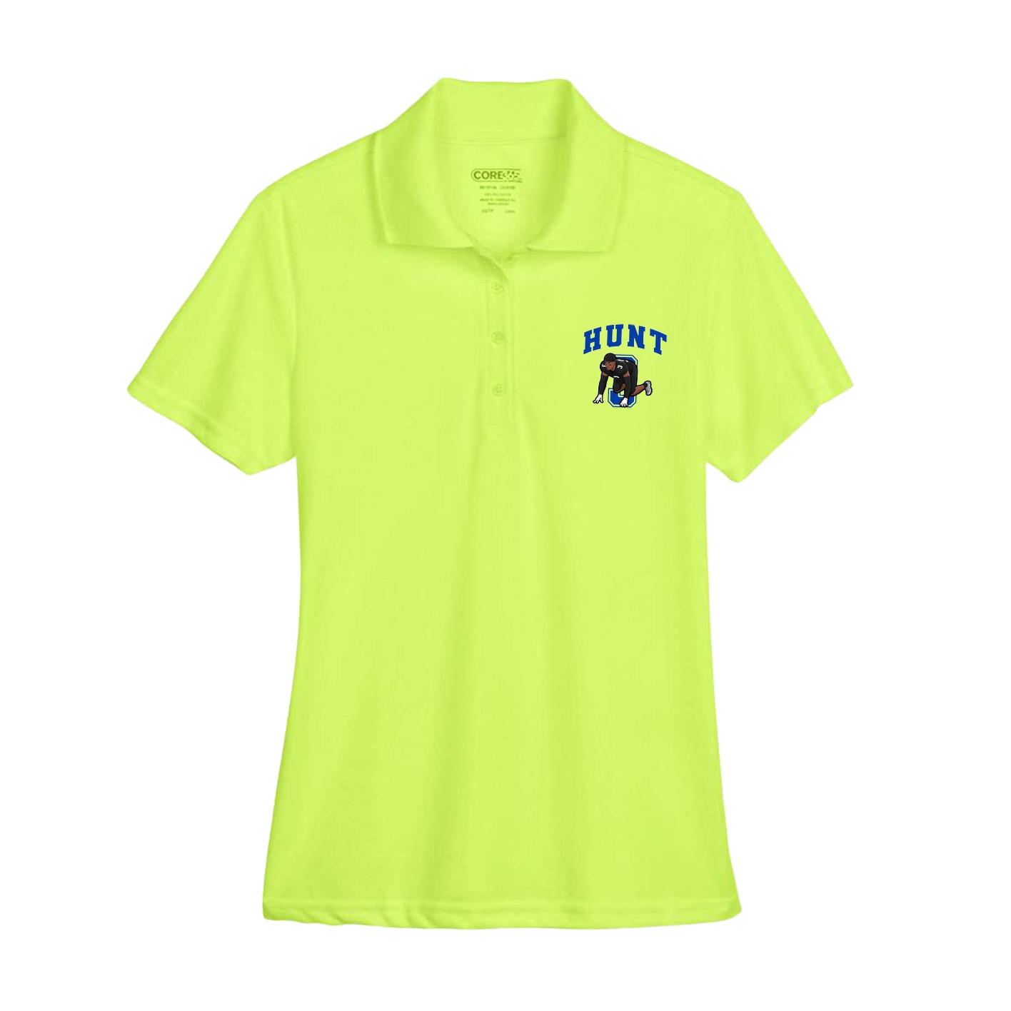 Womens Performance Polo — Number in Yellow