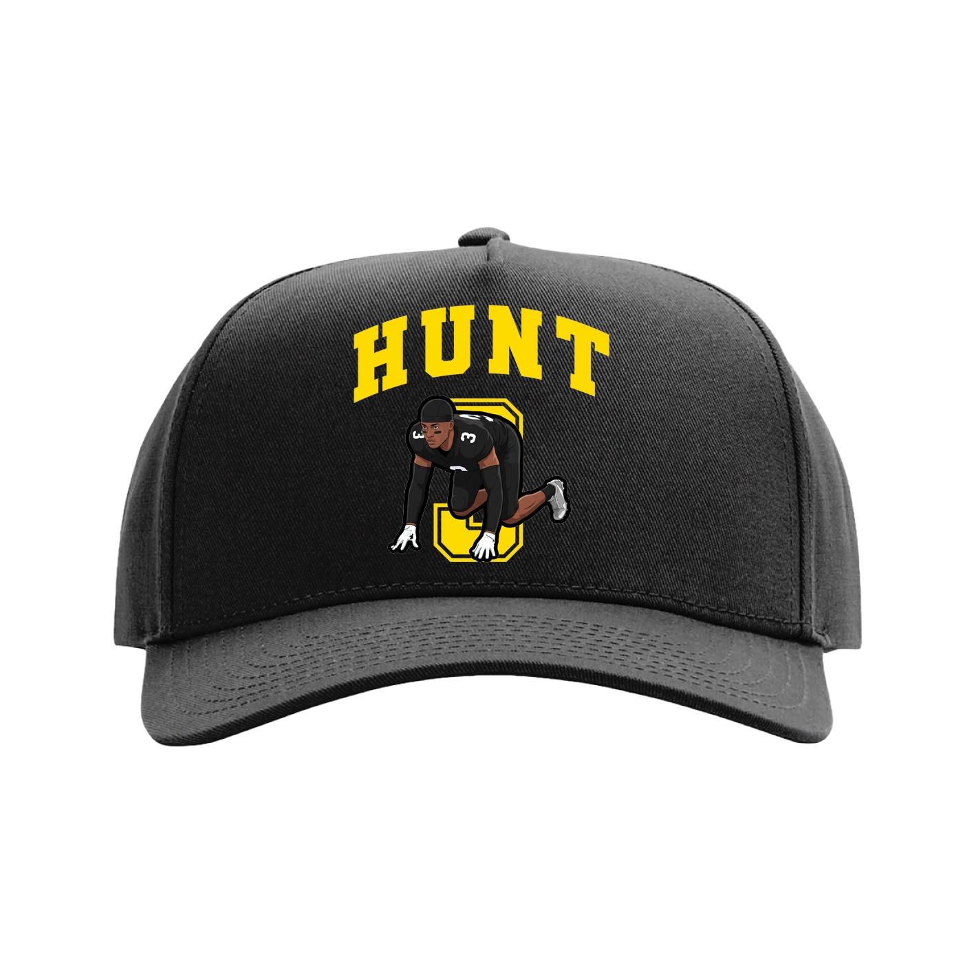 Full Fabric Five-Panel Champ Cap — Number in Black