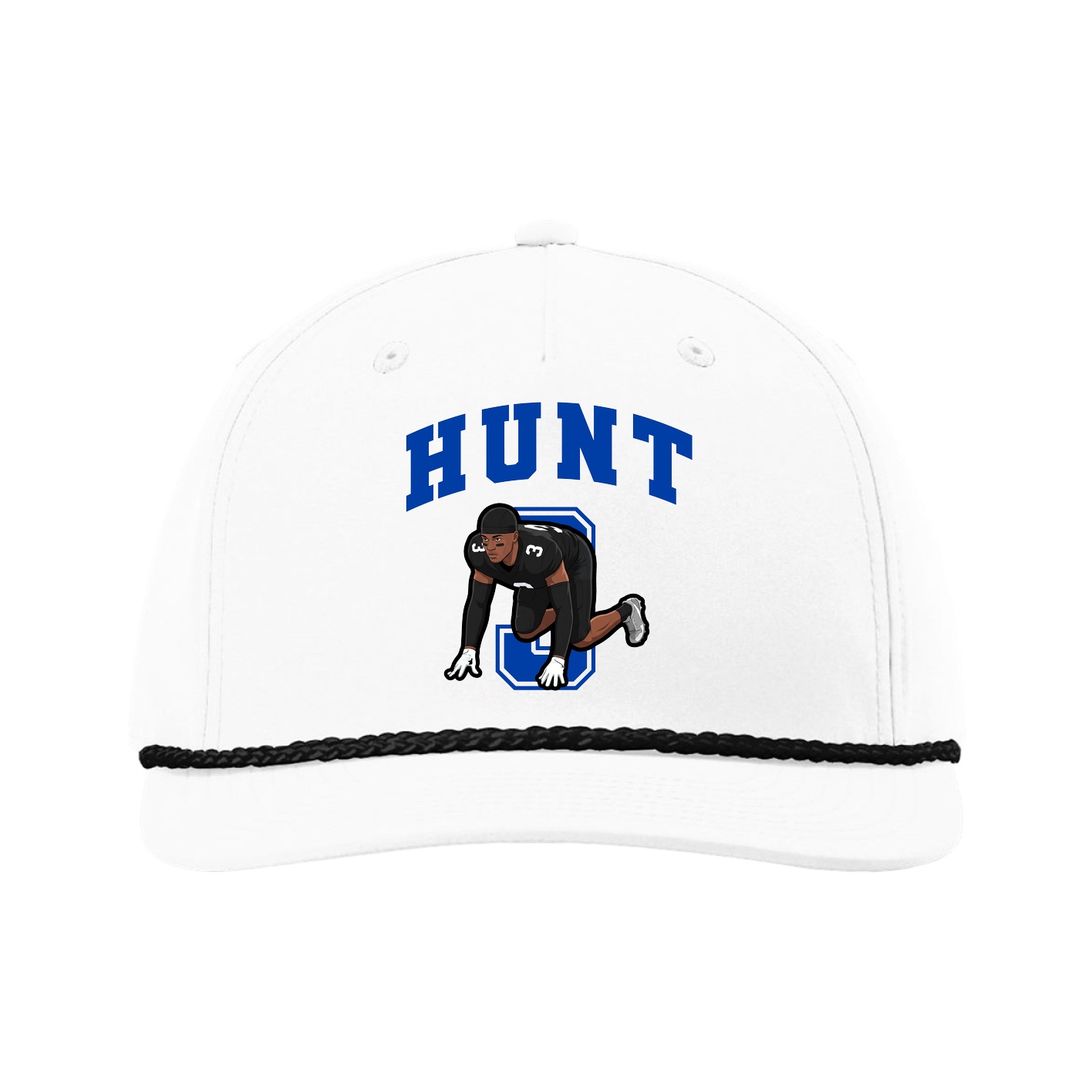 Five-Panel Classic Rope Cap — Number in White