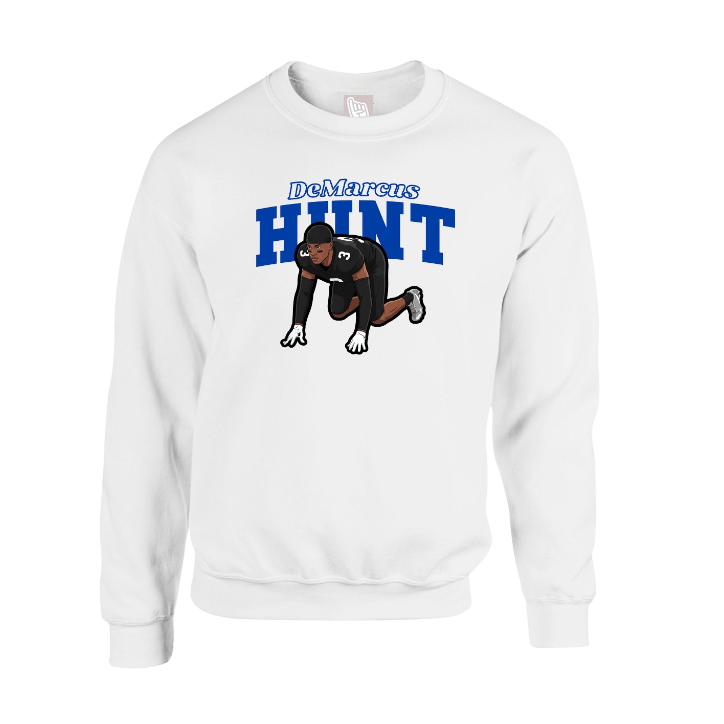 Fleece Crew — Name Arch in White