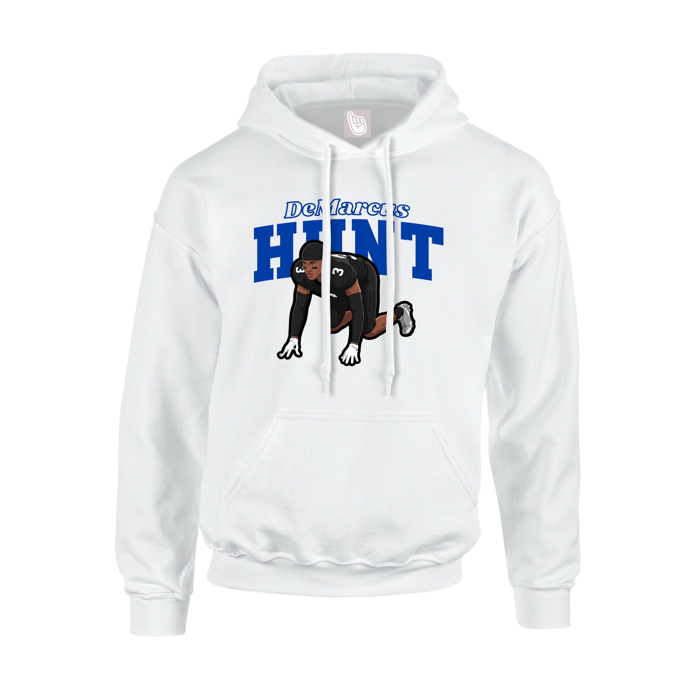 Youth Hoodie — Name Arch in White