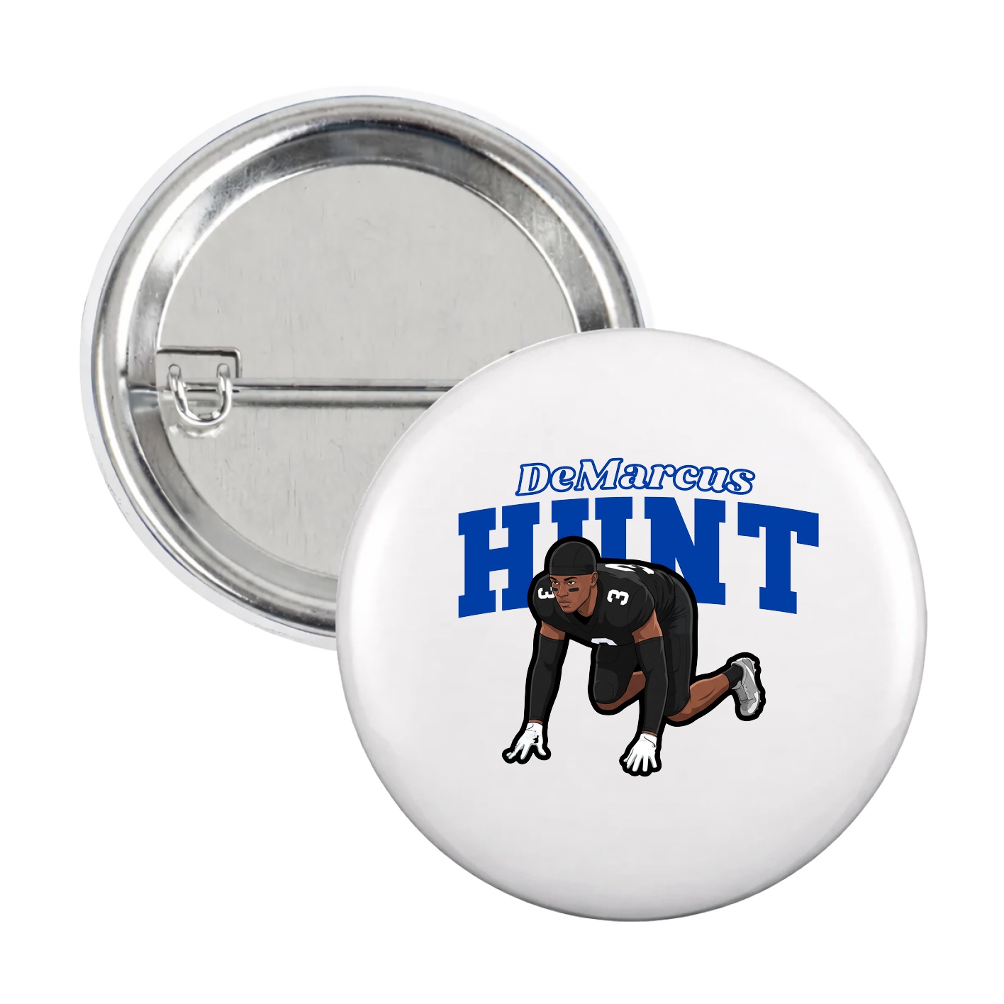 Game Day Button — Name Arch in White