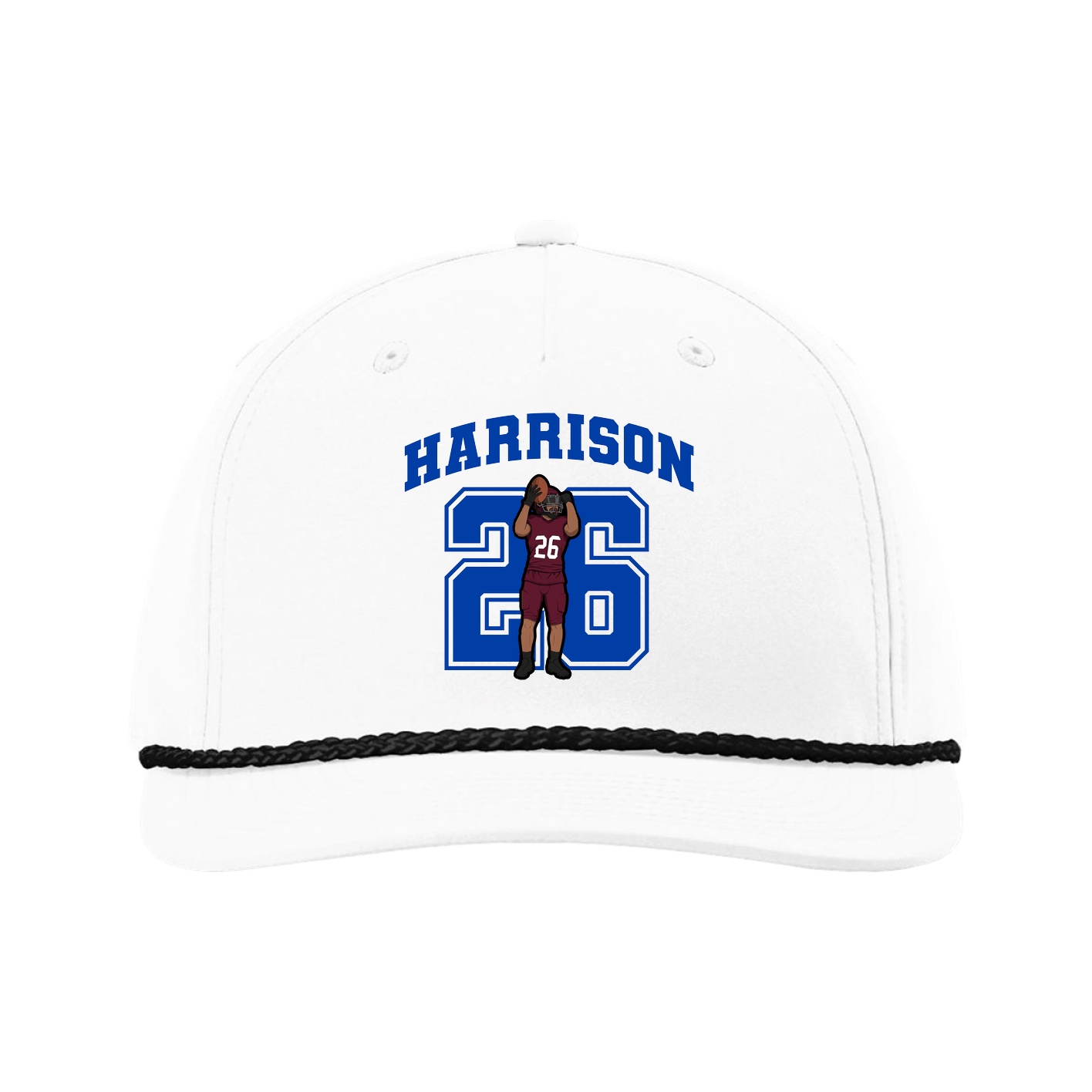 Five-Panel Classic Rope Cap — Number in White