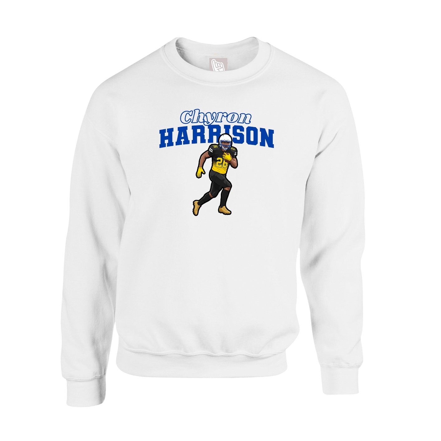 Fleece Crew — Name Arch in White