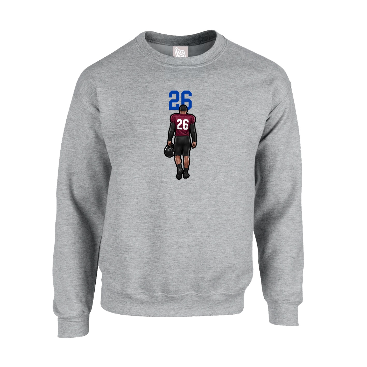 Fleece Crew — Number Top in Grey