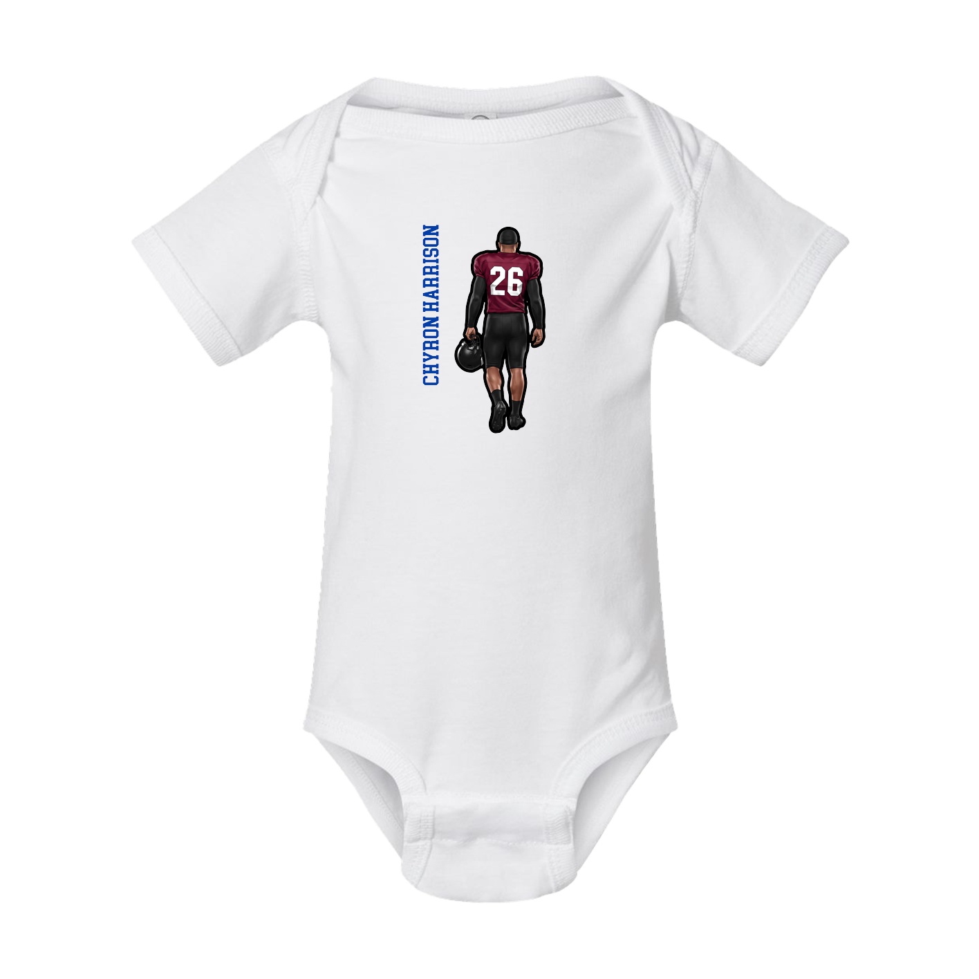 Baby Onesie — Name Vertical in White