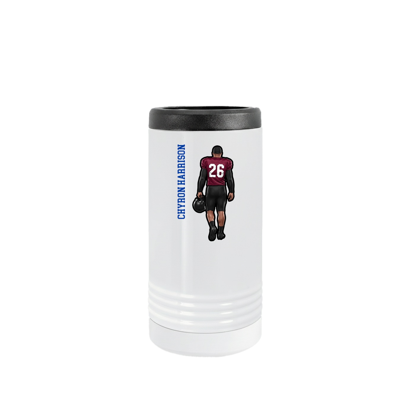 Slim Beverage Holder — Name Vertical in White
