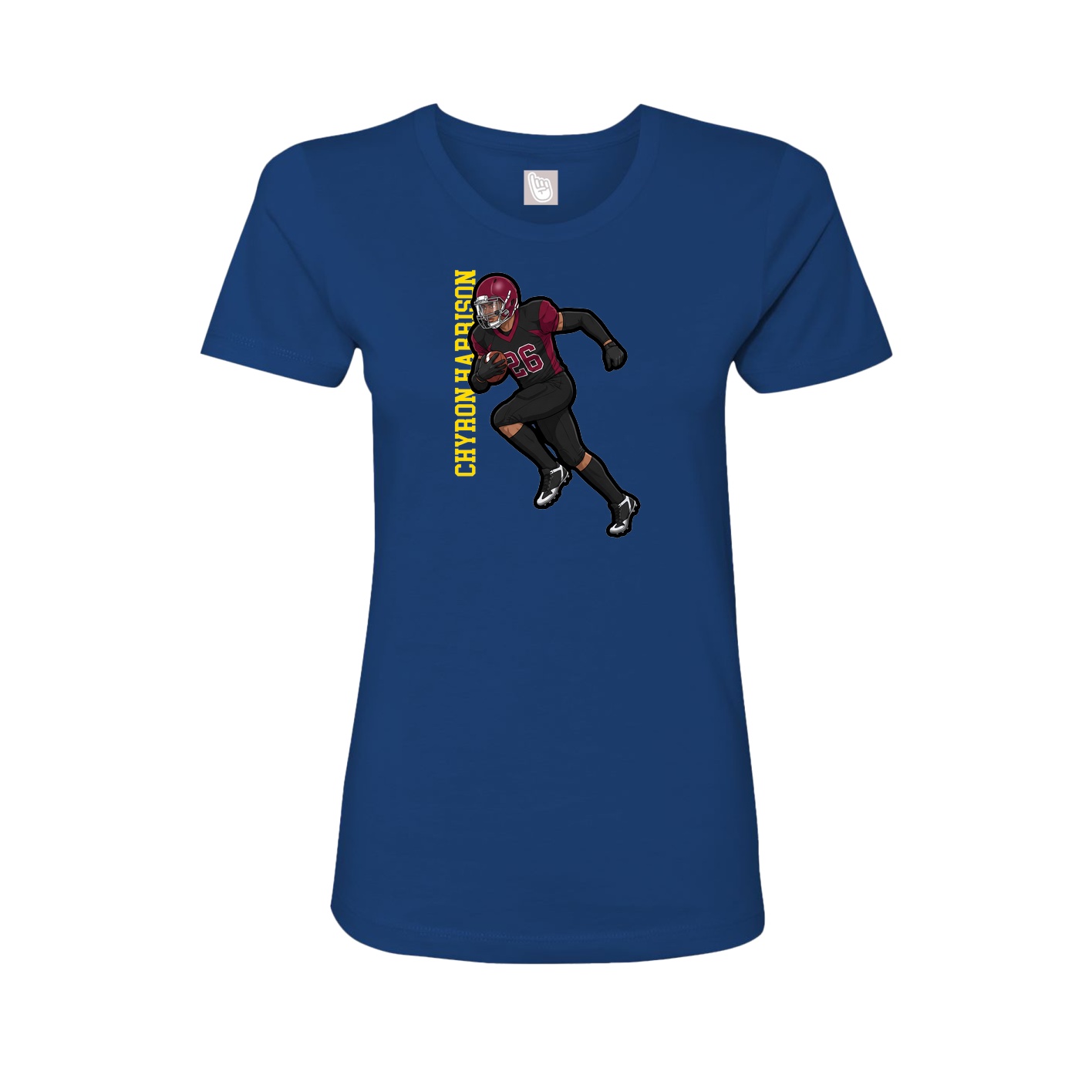 Fitted Women's Tee — Name Vertical in Royal