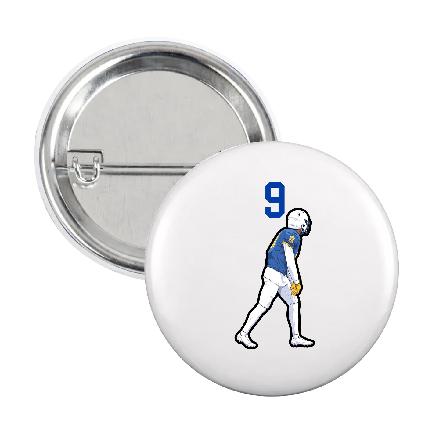 Game Day Button — Number Top in White