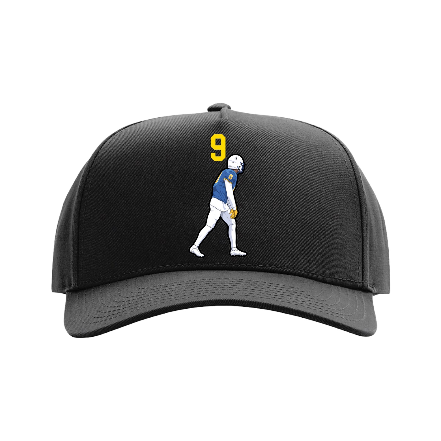Full Fabric Five-Panel Champ Cap — Number Top in Black