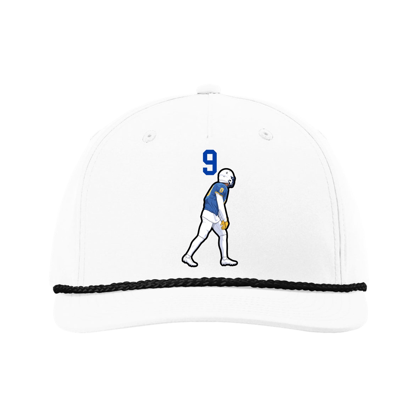 Five-Panel Classic Rope Cap — Number Top in White