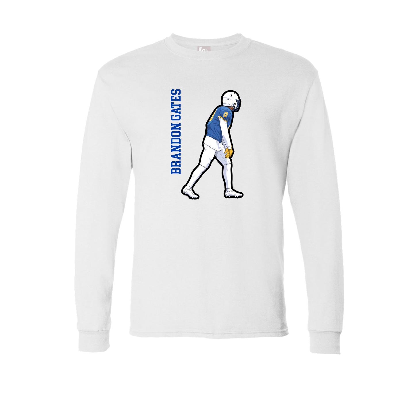 Long Sleeve Tee — Name Vertical in White