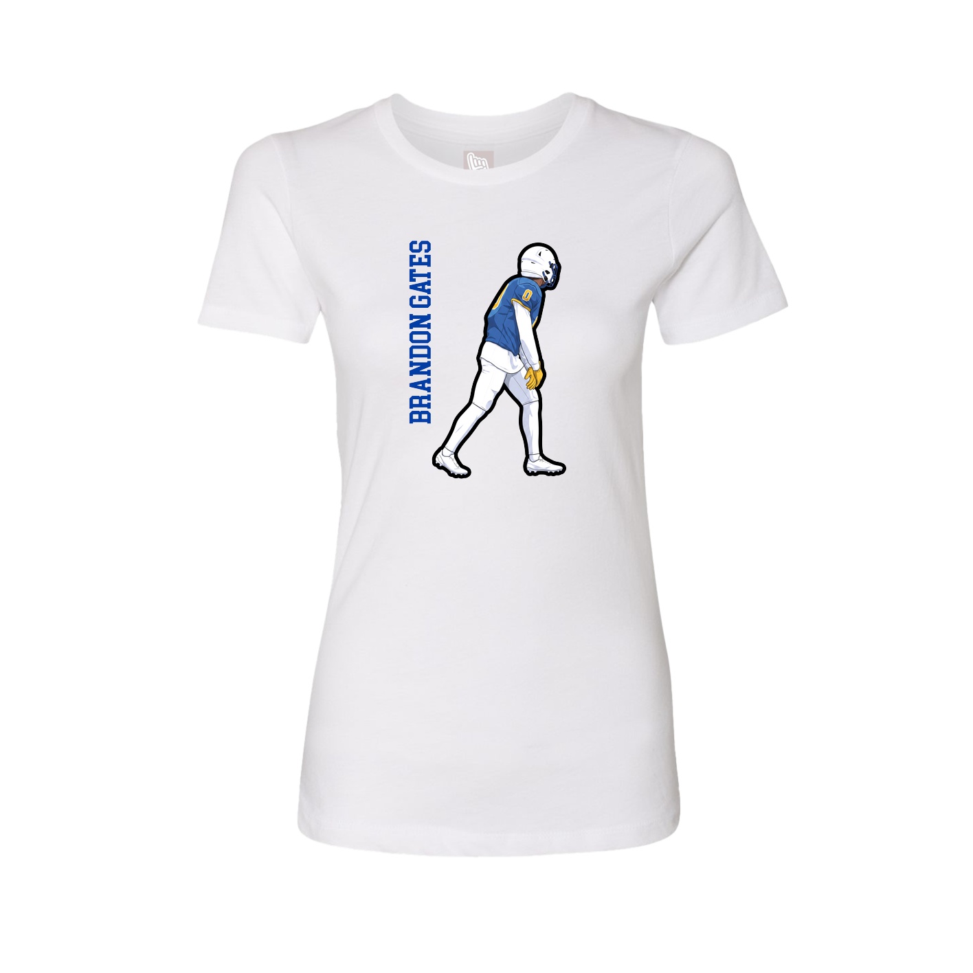 Fitted Women's Tee — Name Vertical in White