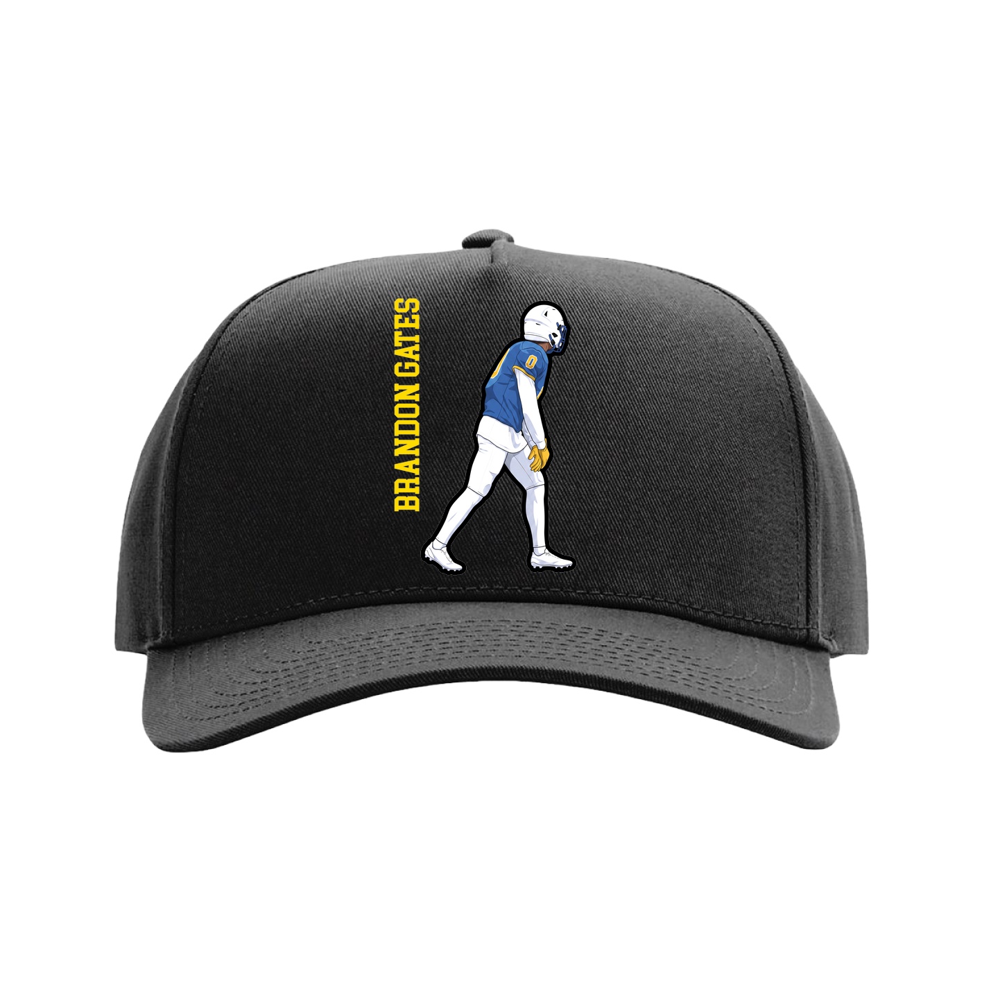Full Fabric Five-Panel Champ Cap — Name Vertical in Black