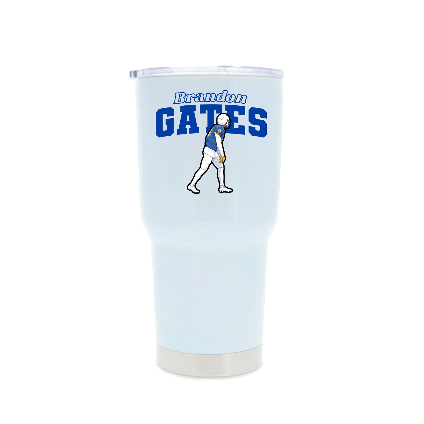 30oz Stainless Steel Tumbler — Name Arch in White
