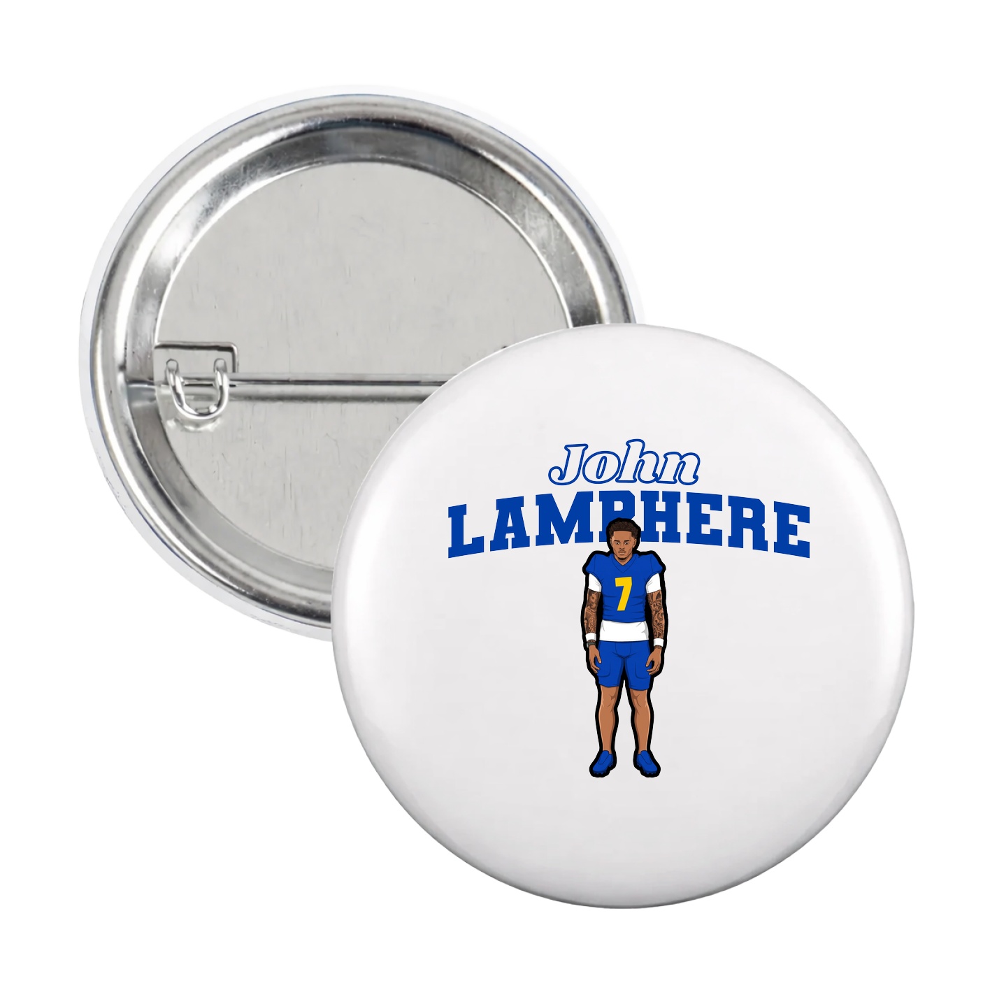 Game Day Button — Name Arch in White