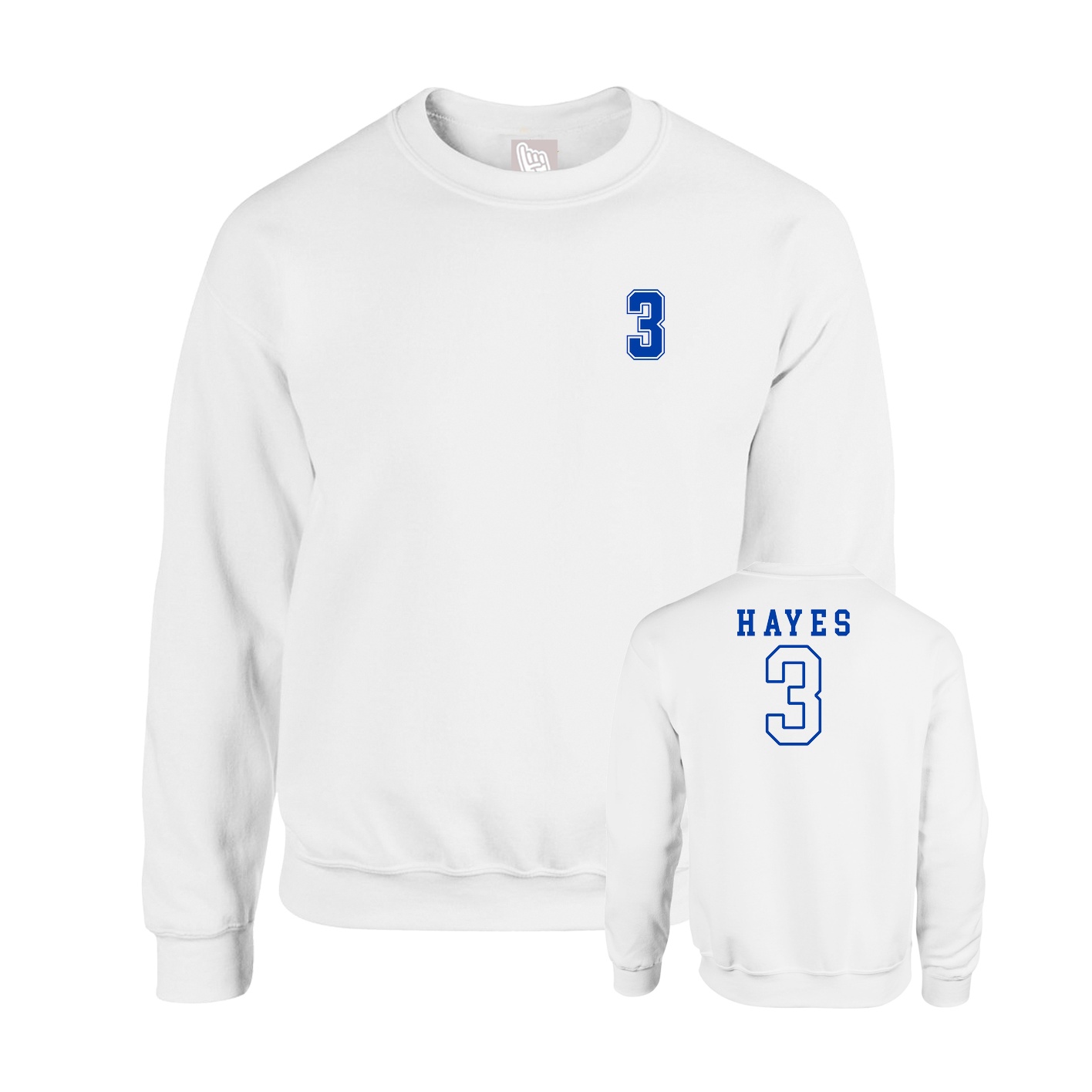 Fleece Crew — Chest Back in White