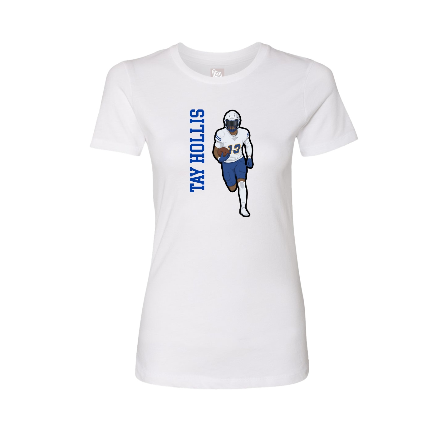 Fitted Women's Tee — Name Vertical in White
