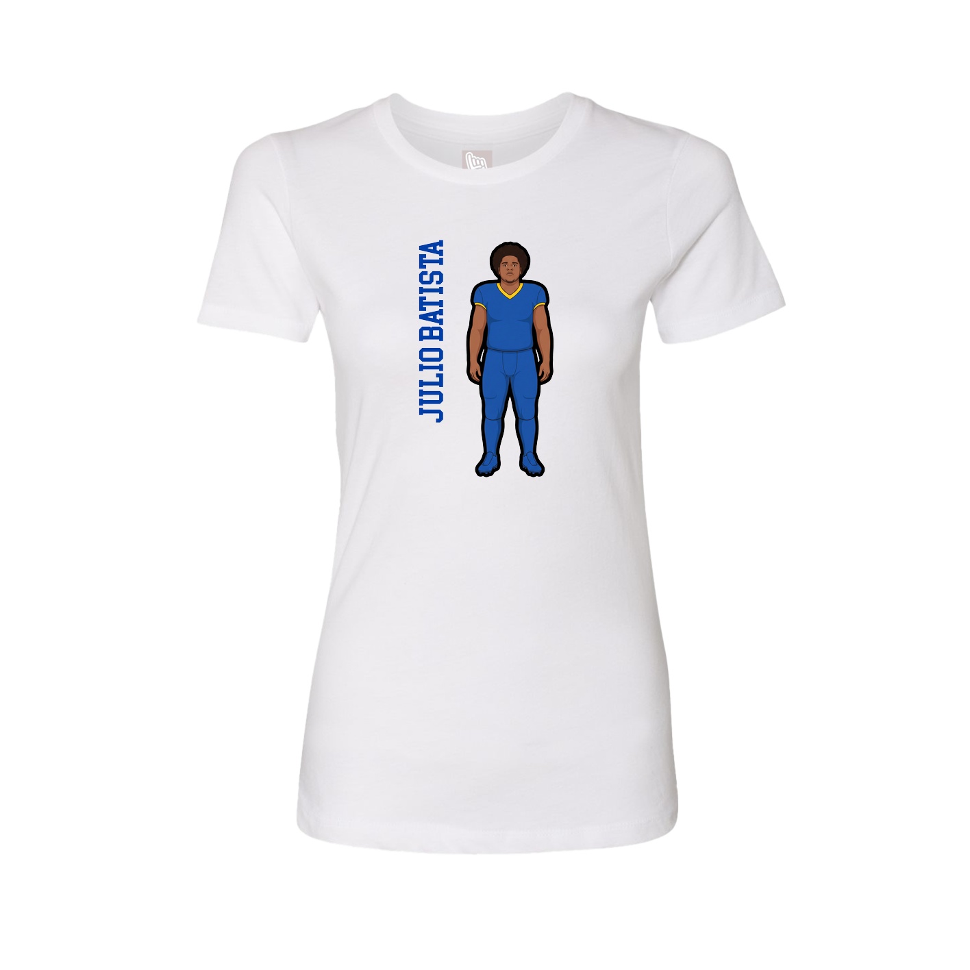 Fitted Women's Tee — Name Vertical in White