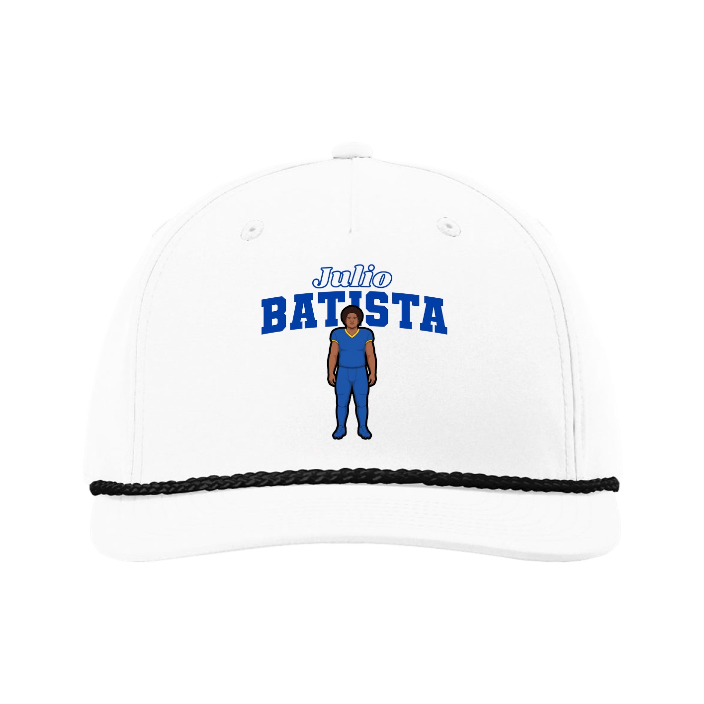 Five-Panel Classic Rope Cap — Name Arch in White